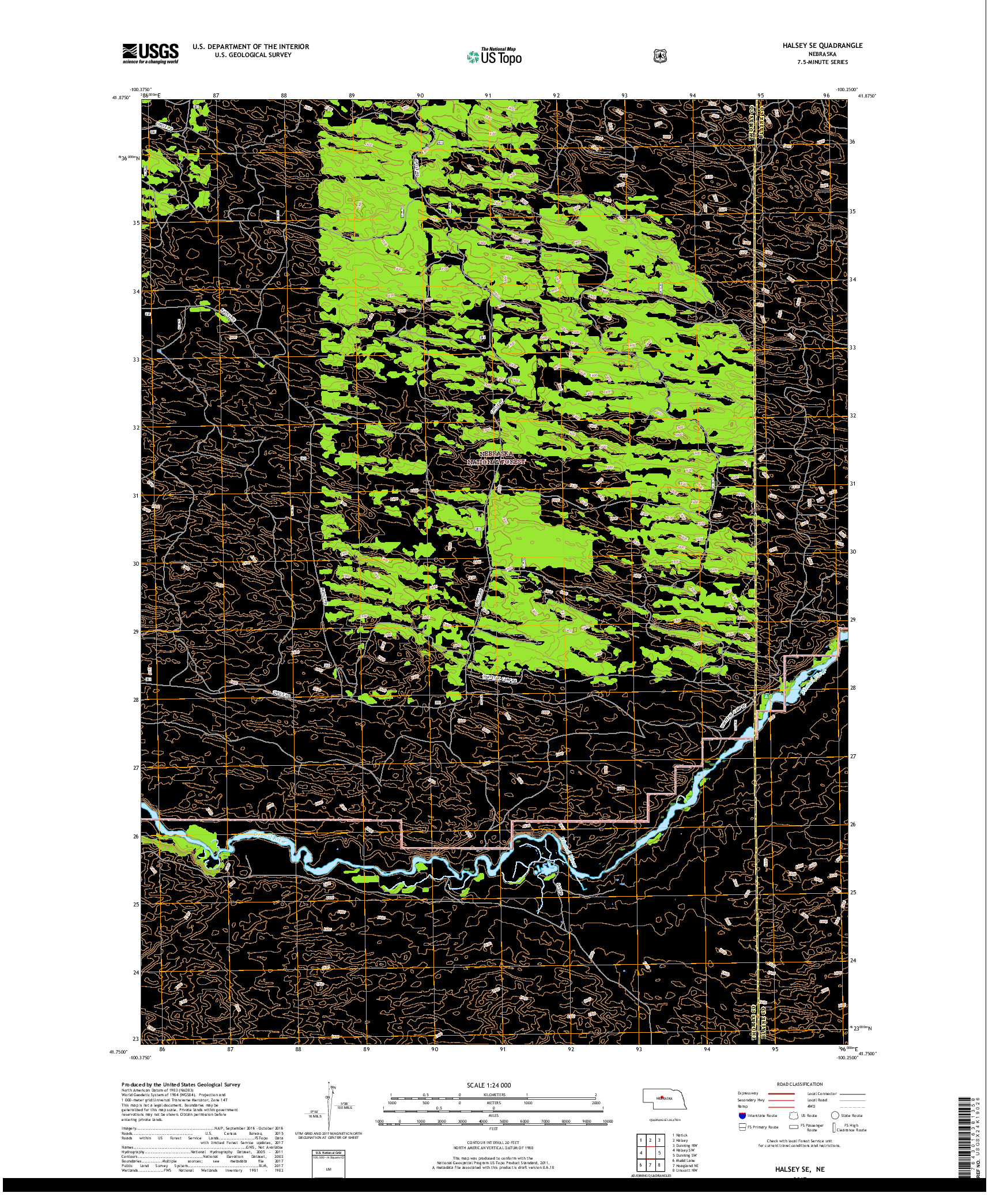 USGS US TOPO 7.5-MINUTE MAP FOR HALSEY SE, NE 2017