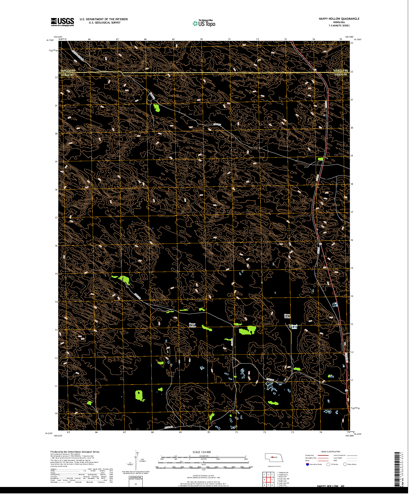 USGS US TOPO 7.5-MINUTE MAP FOR HAPPY HOLLOW, NE 2017