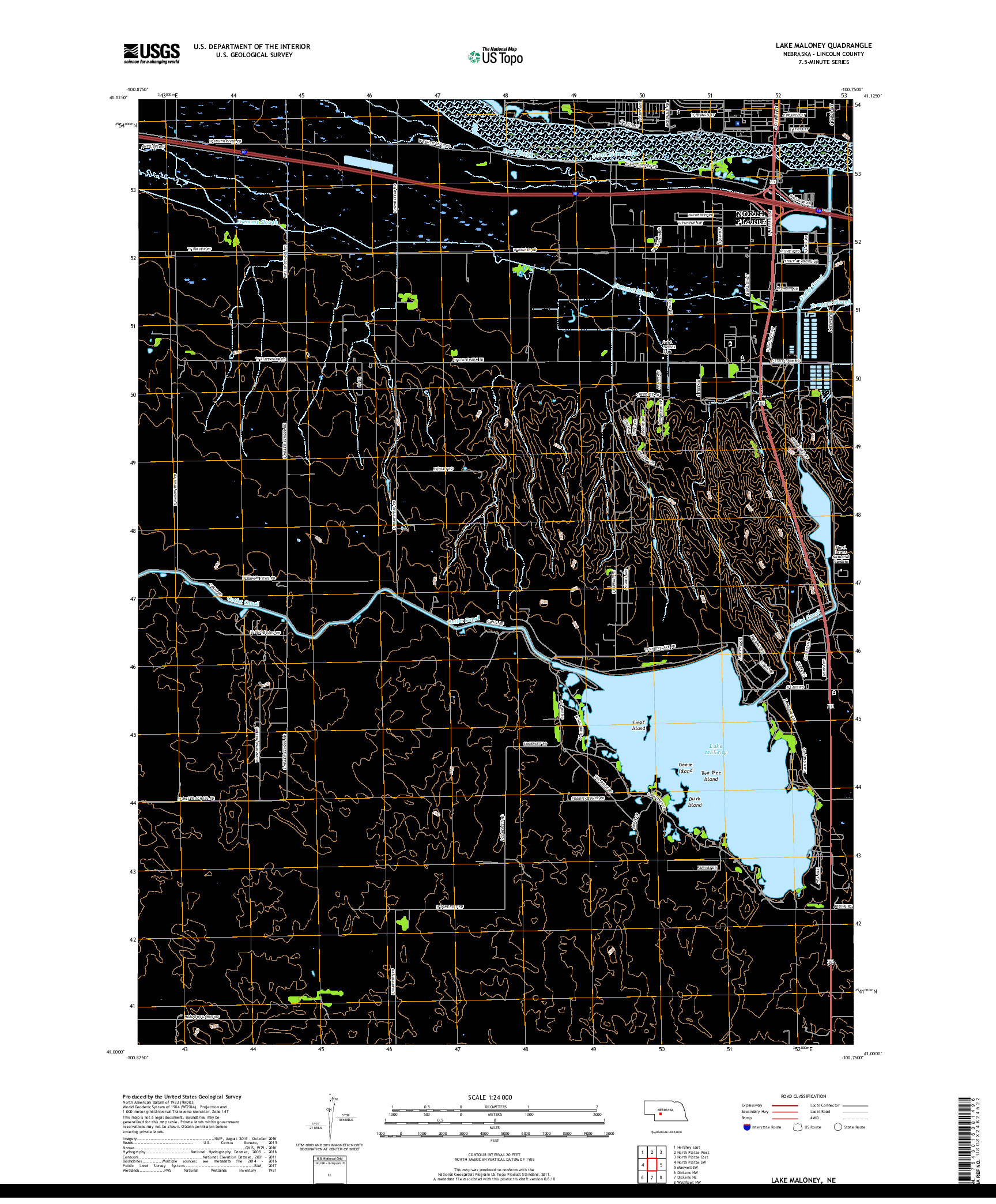 USGS US TOPO 7.5-MINUTE MAP FOR LAKE MALONEY, NE 2017