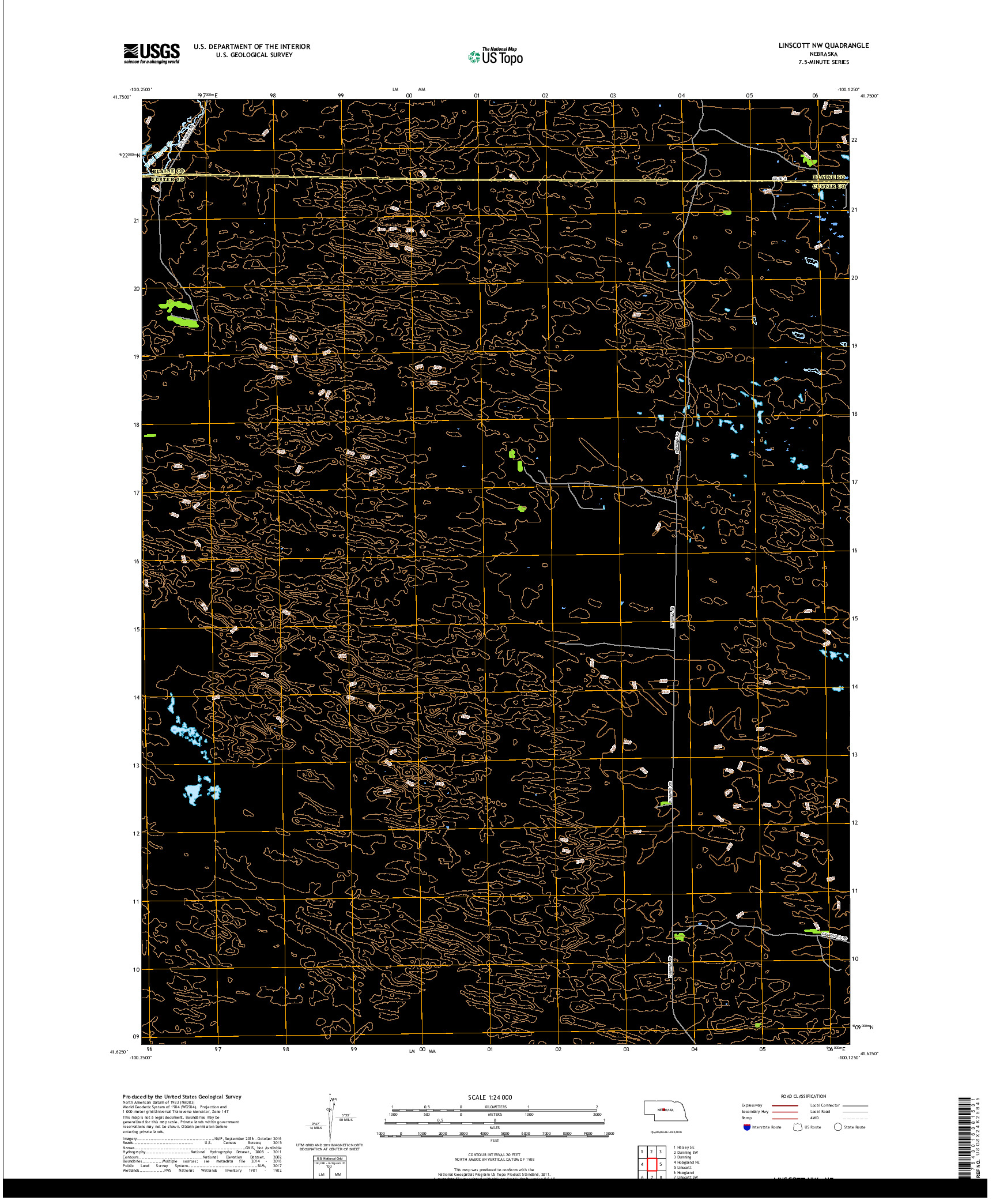 USGS US TOPO 7.5-MINUTE MAP FOR LINSCOTT NW, NE 2017