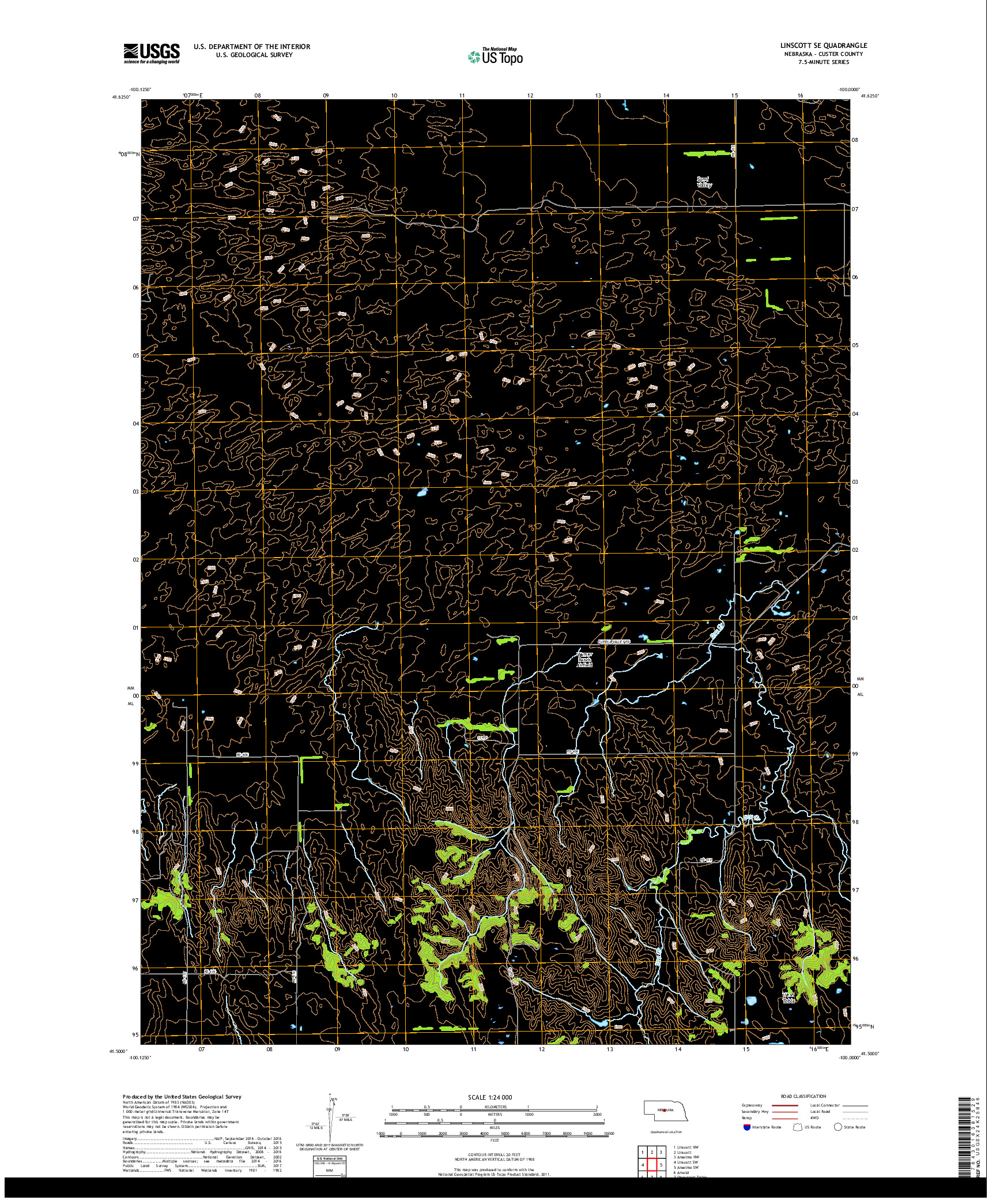 USGS US TOPO 7.5-MINUTE MAP FOR LINSCOTT SE, NE 2017