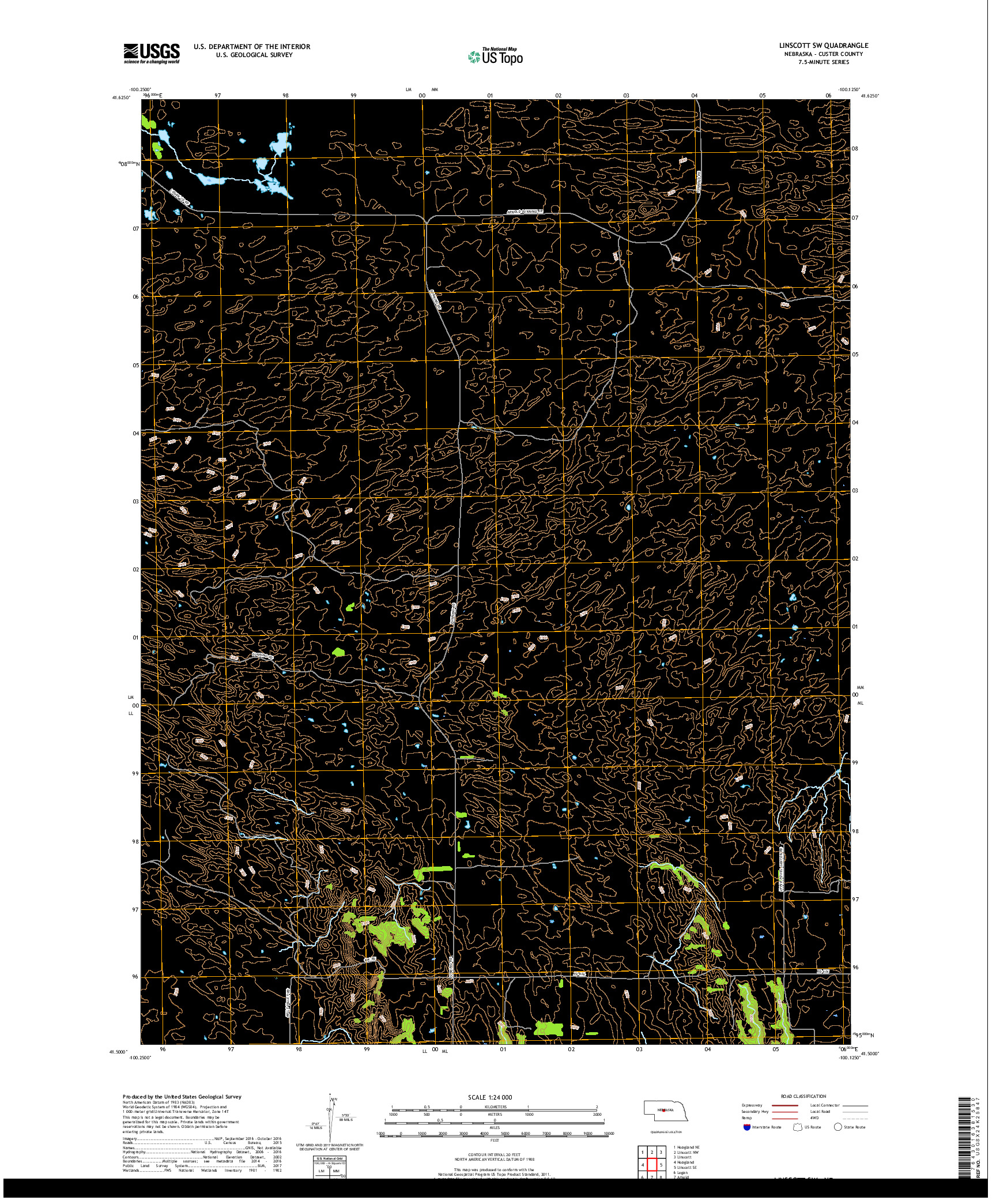 USGS US TOPO 7.5-MINUTE MAP FOR LINSCOTT SW, NE 2017