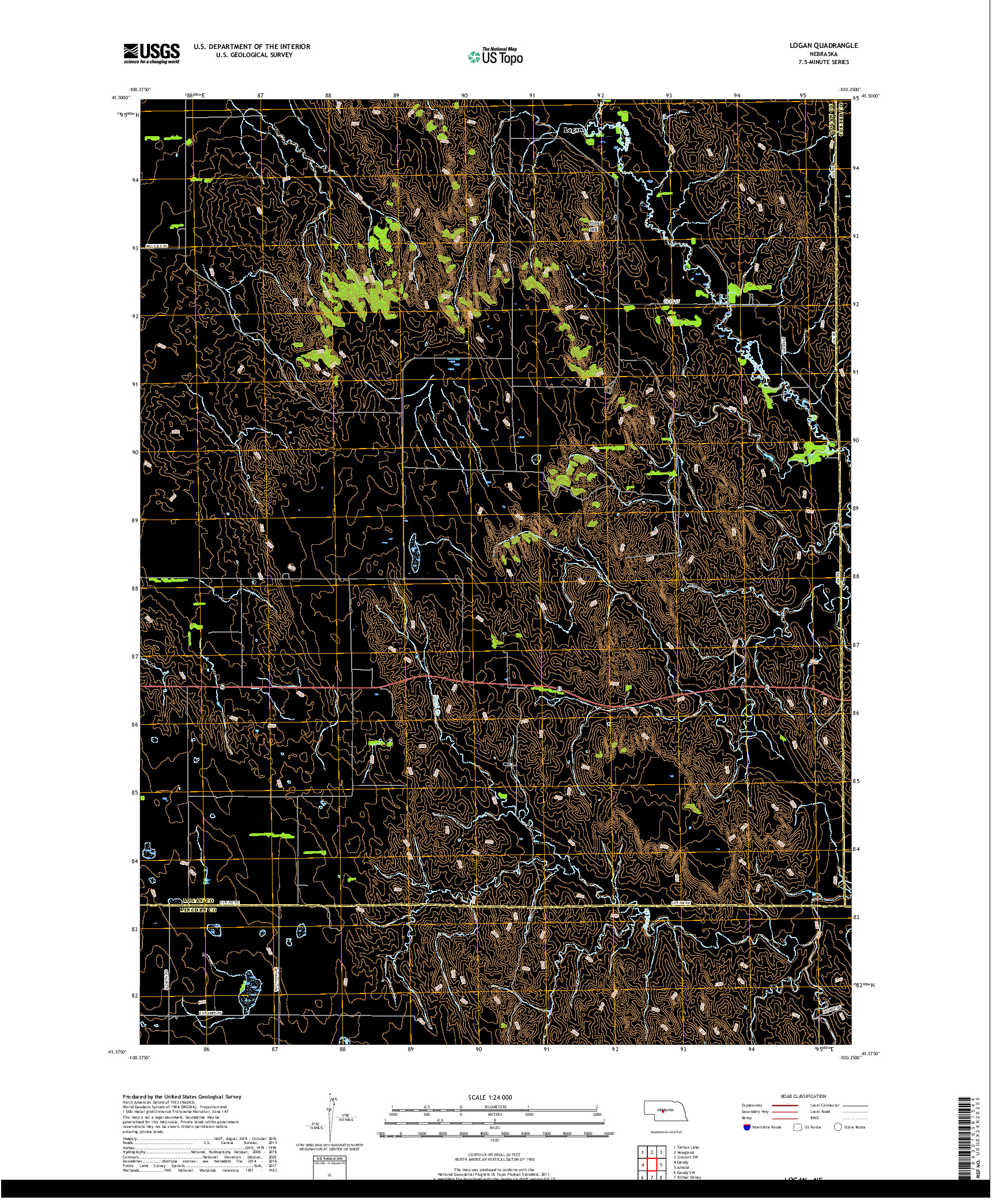 USGS US TOPO 7.5-MINUTE MAP FOR LOGAN, NE 2017