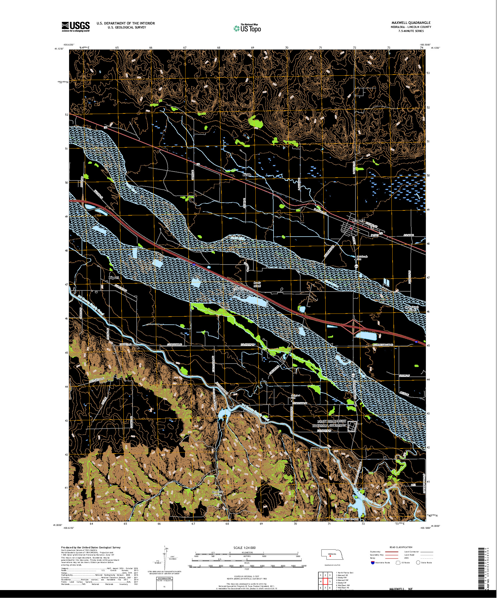 USGS US TOPO 7.5-MINUTE MAP FOR MAXWELL, NE 2017