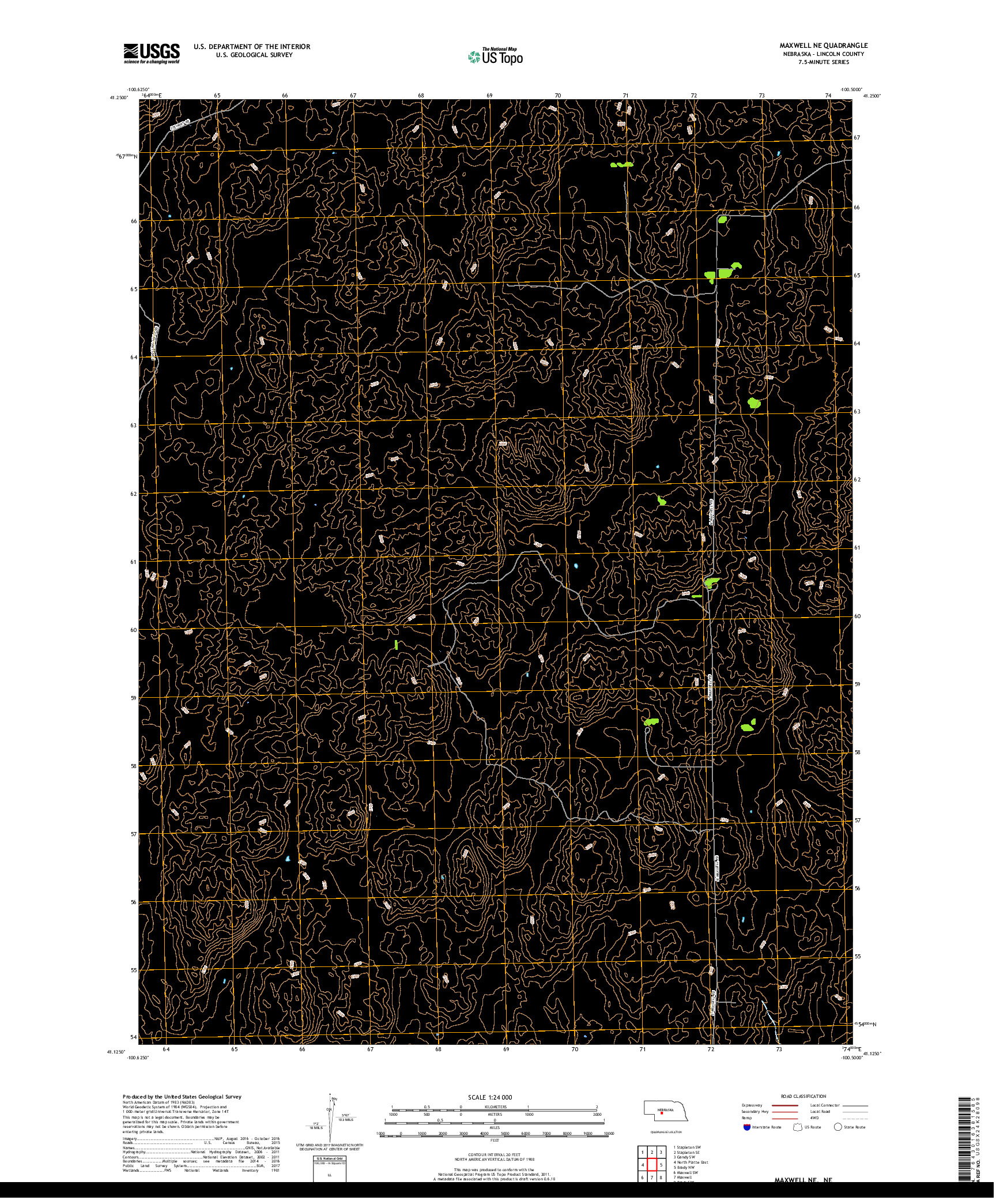 USGS US TOPO 7.5-MINUTE MAP FOR MAXWELL NE, NE 2017