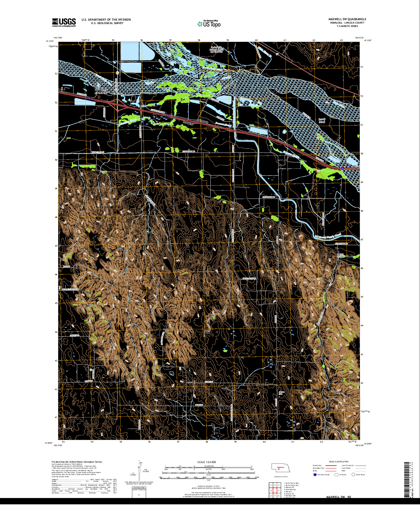 USGS US TOPO 7.5-MINUTE MAP FOR MAXWELL SW, NE 2017