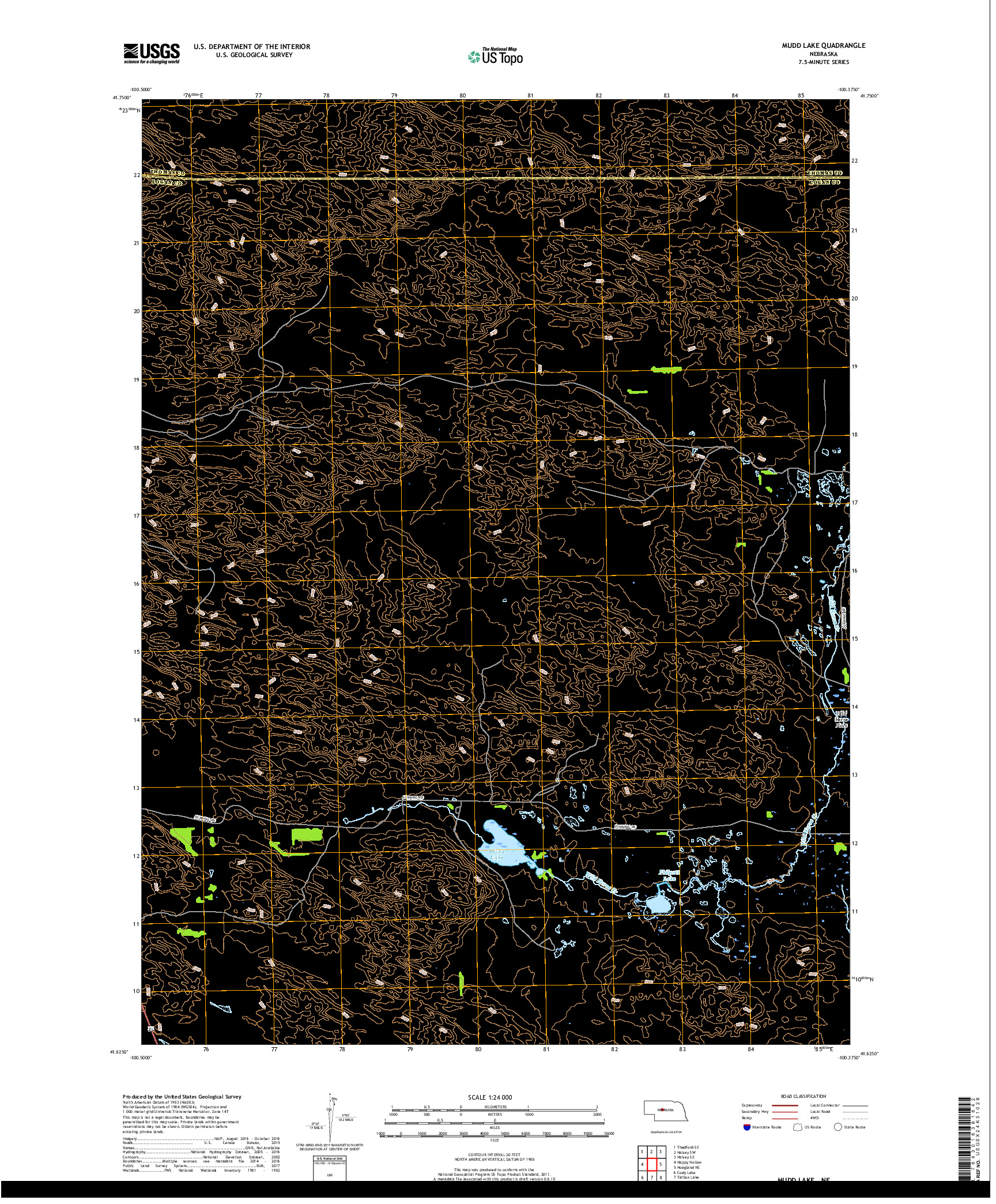 USGS US TOPO 7.5-MINUTE MAP FOR MUDD LAKE, NE 2017