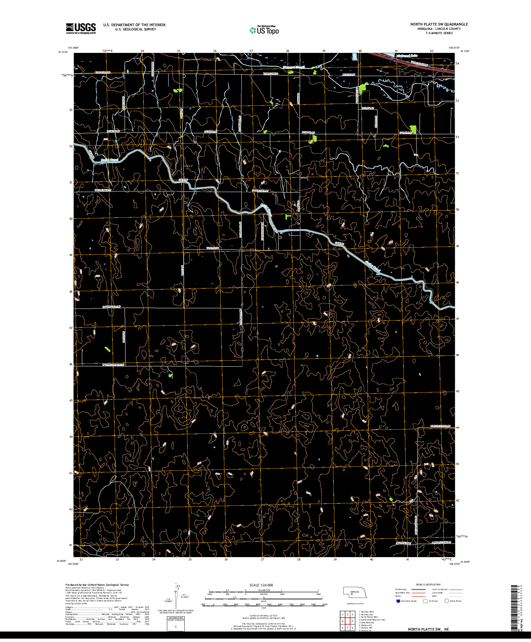 USGS US TOPO 7.5-MINUTE MAP FOR NORTH PLATTE SW, NE 2017