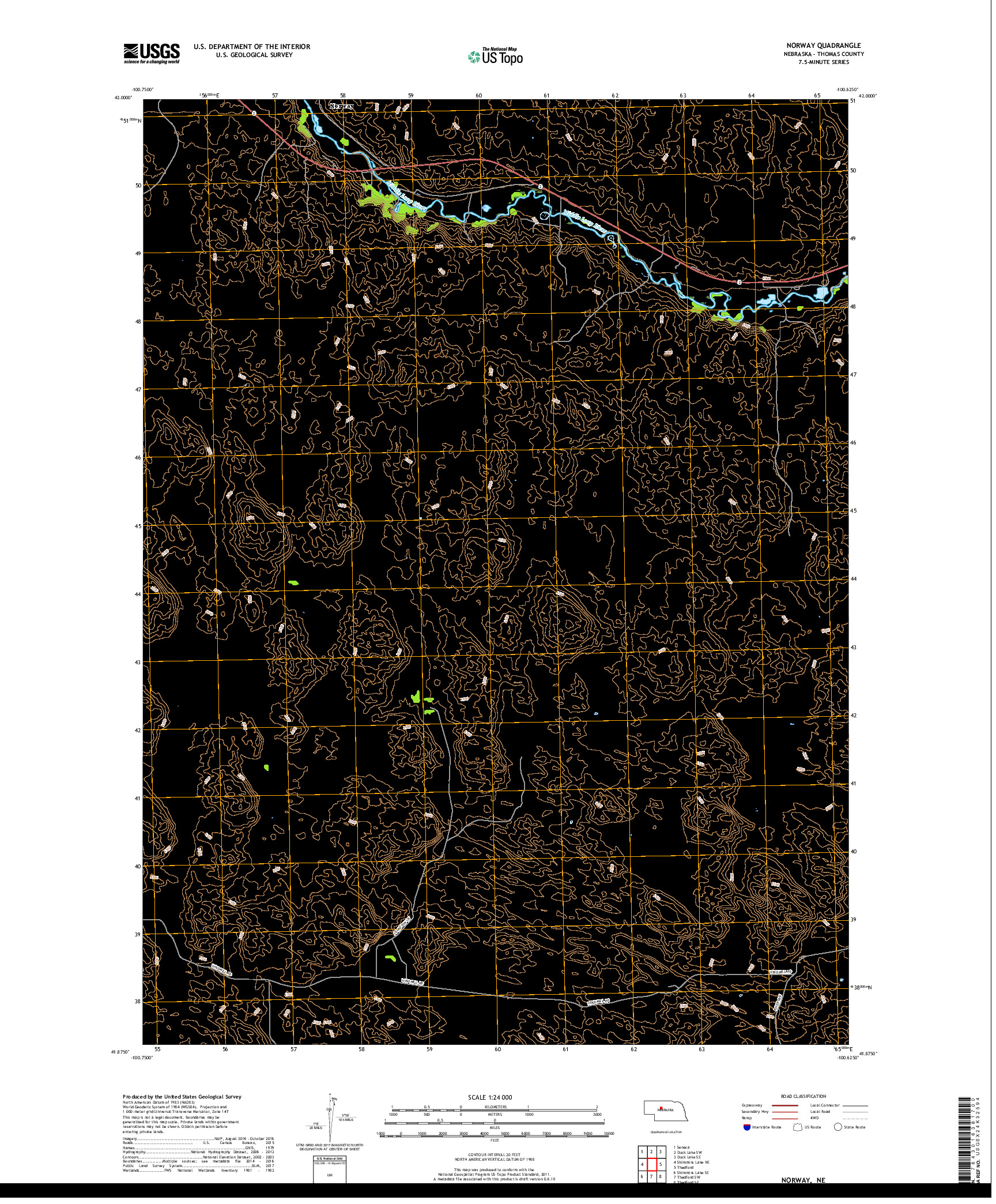 USGS US TOPO 7.5-MINUTE MAP FOR NORWAY, NE 2017