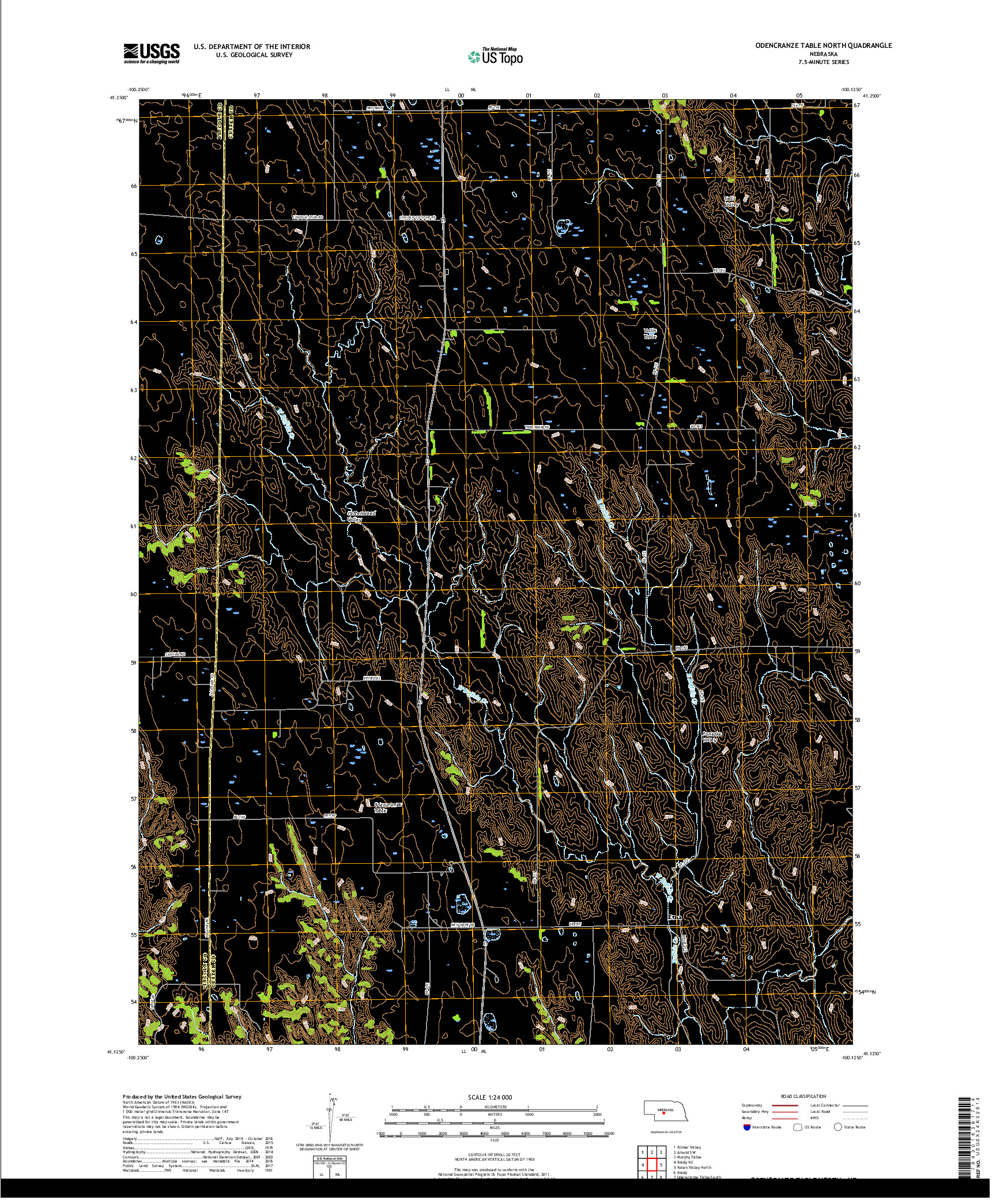 USGS US TOPO 7.5-MINUTE MAP FOR ODENCRANZE TABLE NORTH, NE 2017