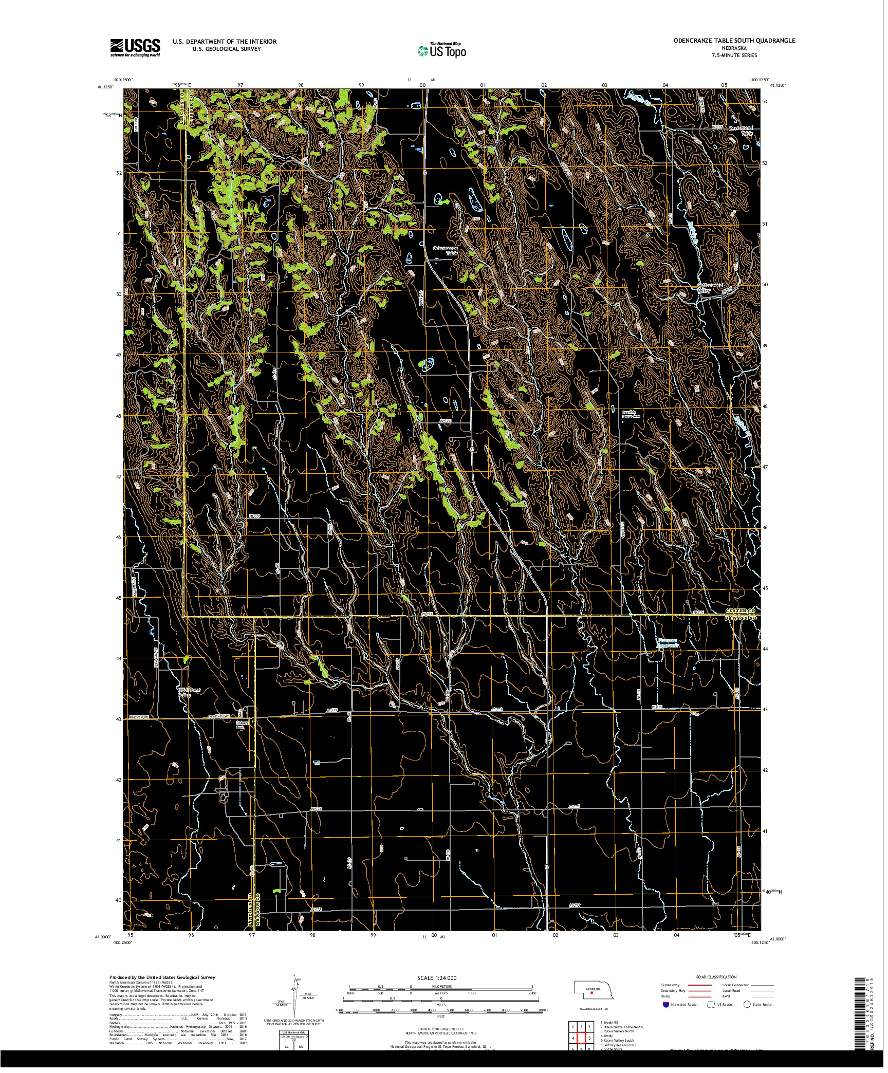 USGS US TOPO 7.5-MINUTE MAP FOR ODENCRANZE TABLE SOUTH, NE 2017