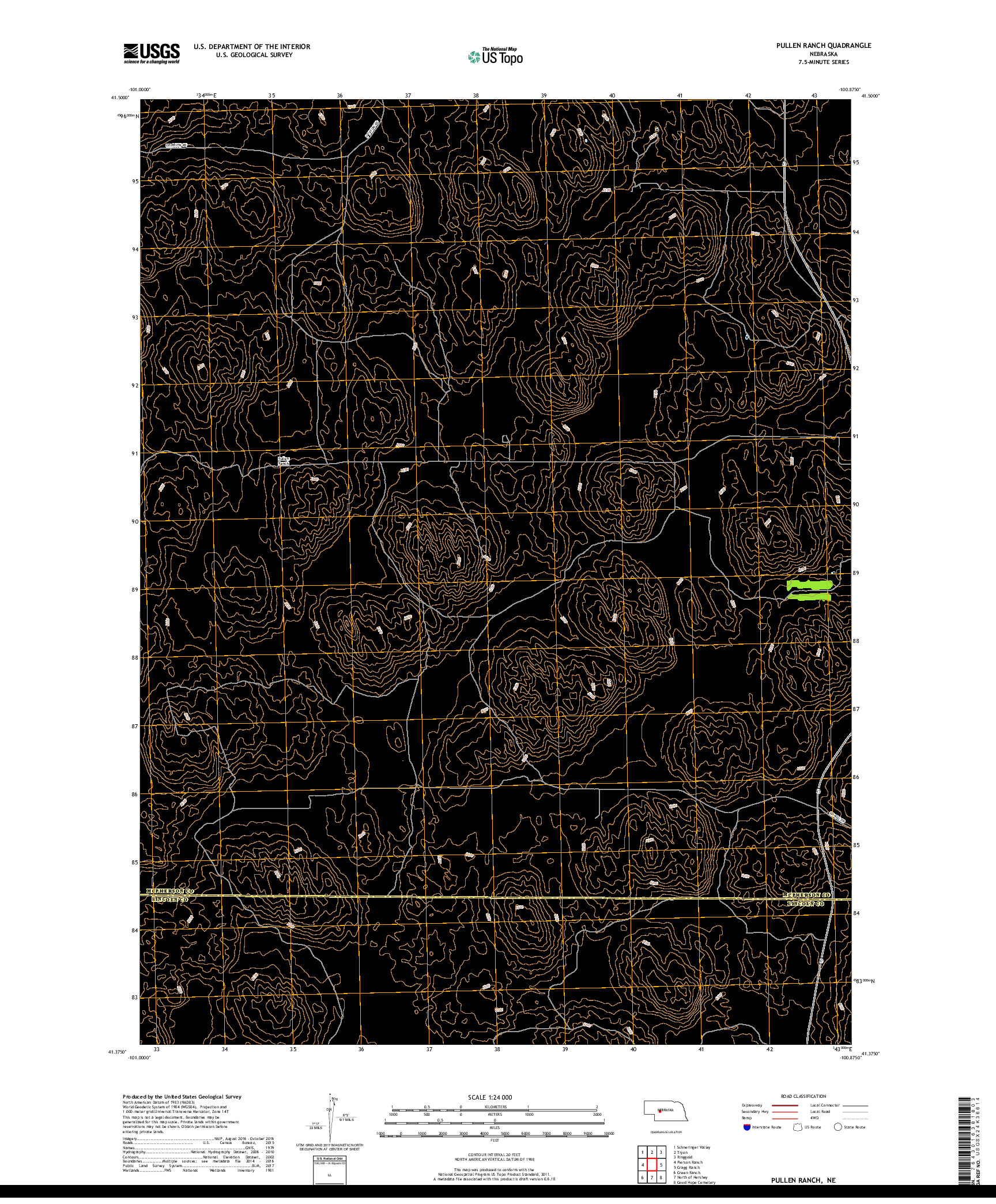 USGS US TOPO 7.5-MINUTE MAP FOR PULLEN RANCH, NE 2017