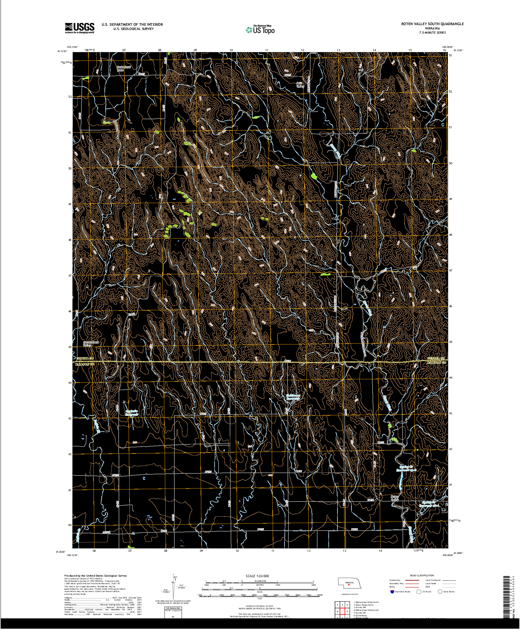 USGS US TOPO 7.5-MINUTE MAP FOR ROTEN VALLEY SOUTH, NE 2017