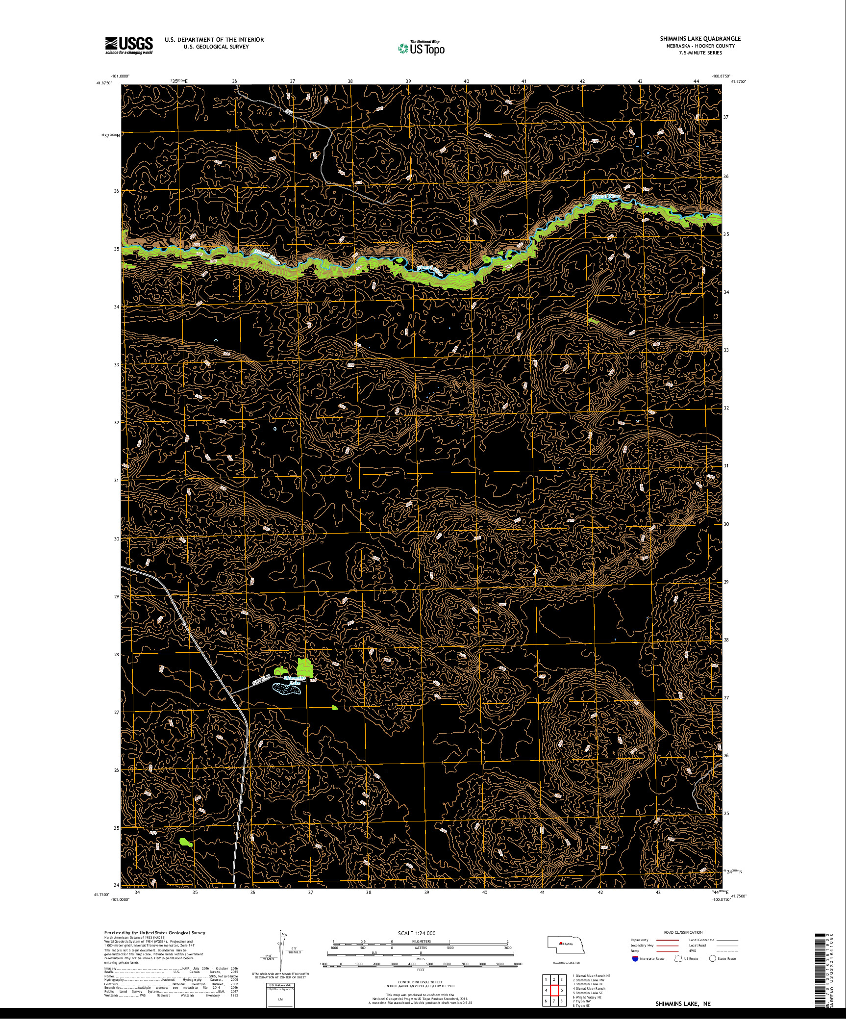 USGS US TOPO 7.5-MINUTE MAP FOR SHIMMINS LAKE, NE 2017