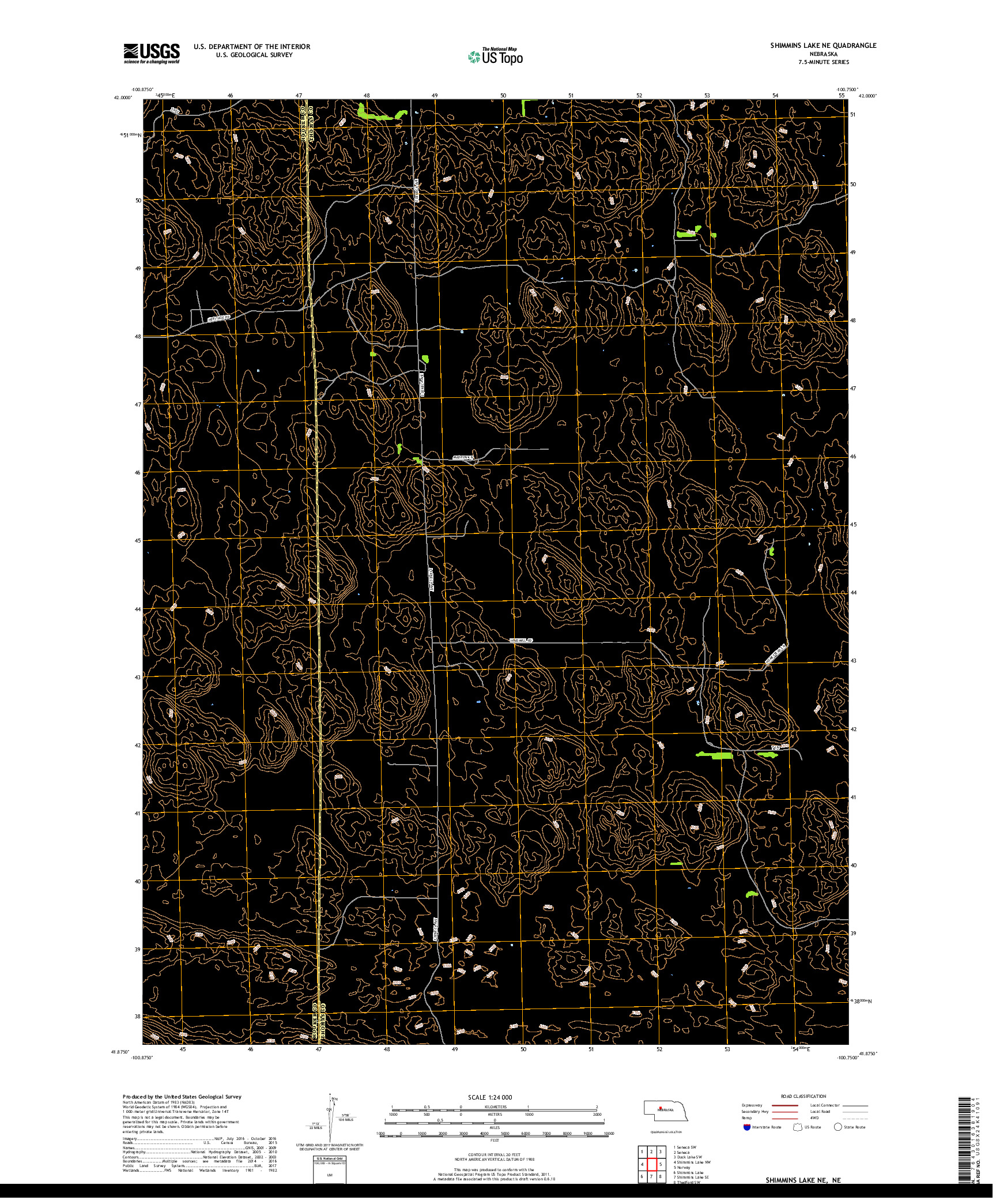 USGS US TOPO 7.5-MINUTE MAP FOR SHIMMINS LAKE NE, NE 2017