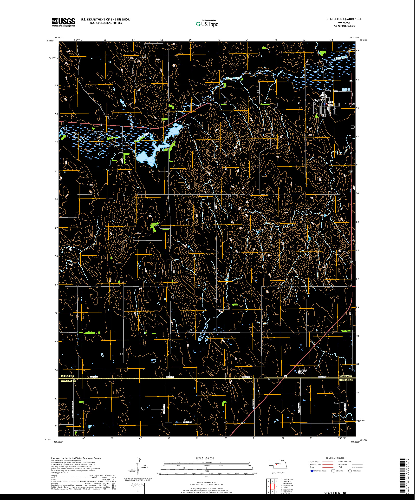 USGS US TOPO 7.5-MINUTE MAP FOR STAPLETON, NE 2017