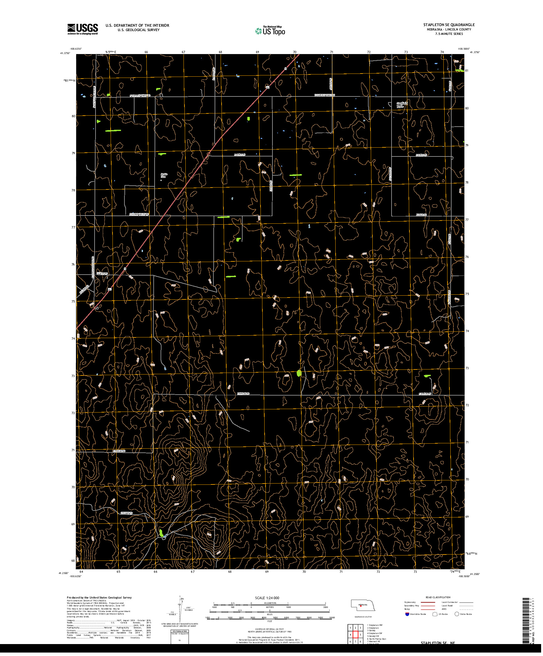 USGS US TOPO 7.5-MINUTE MAP FOR STAPLETON SE, NE 2017