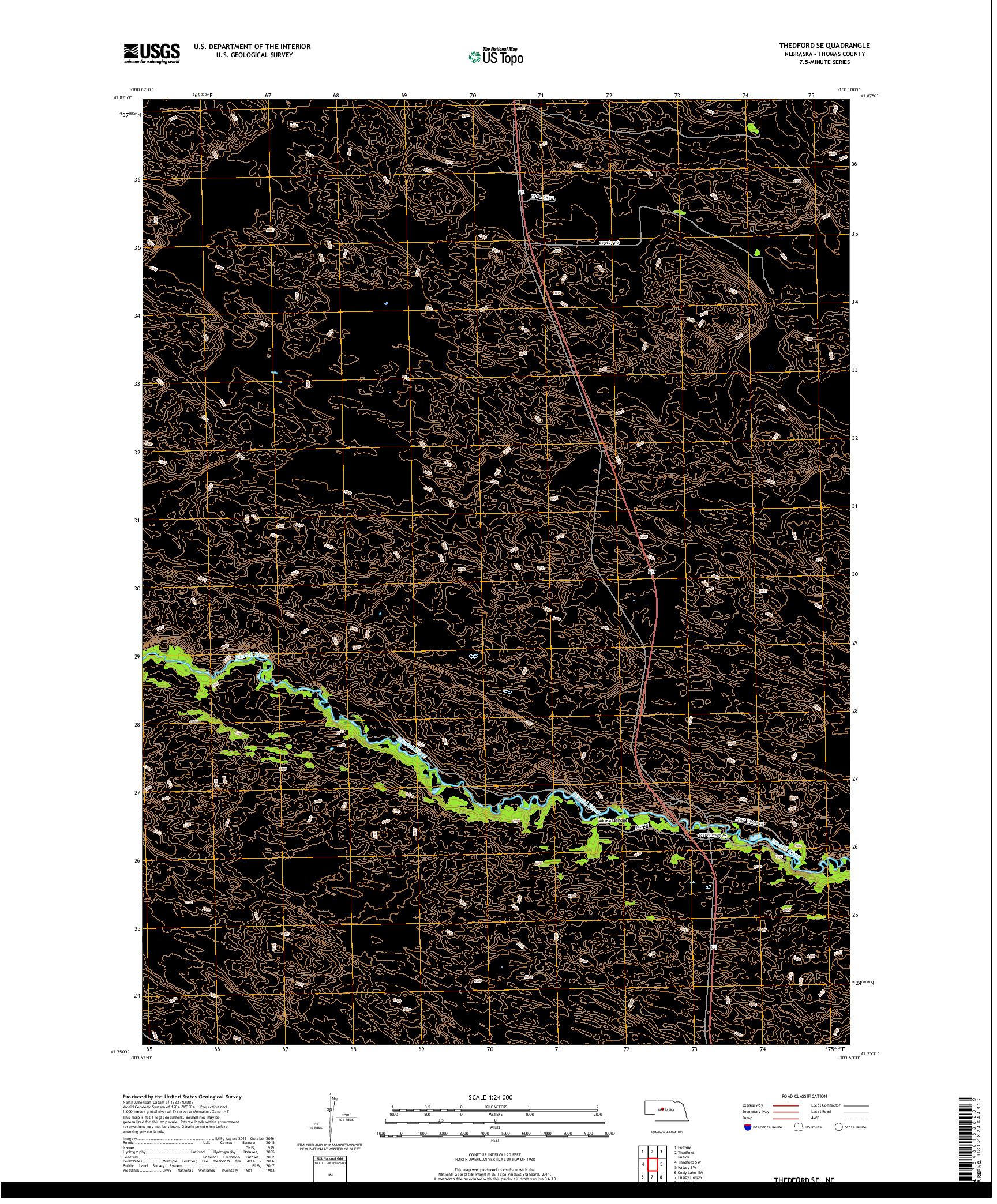 USGS US TOPO 7.5-MINUTE MAP FOR THEDFORD SE, NE 2017