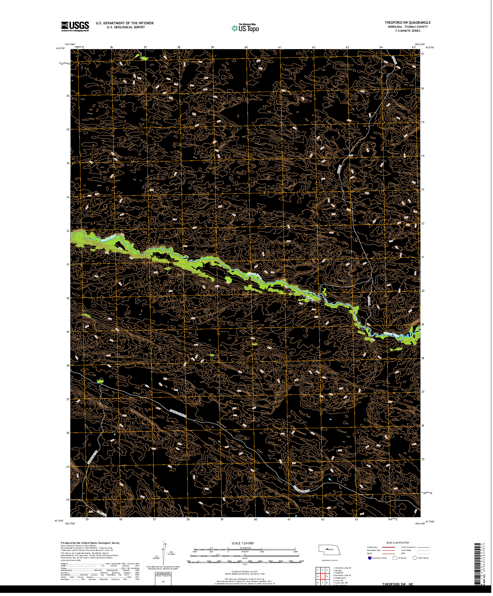 USGS US TOPO 7.5-MINUTE MAP FOR THEDFORD SW, NE 2017