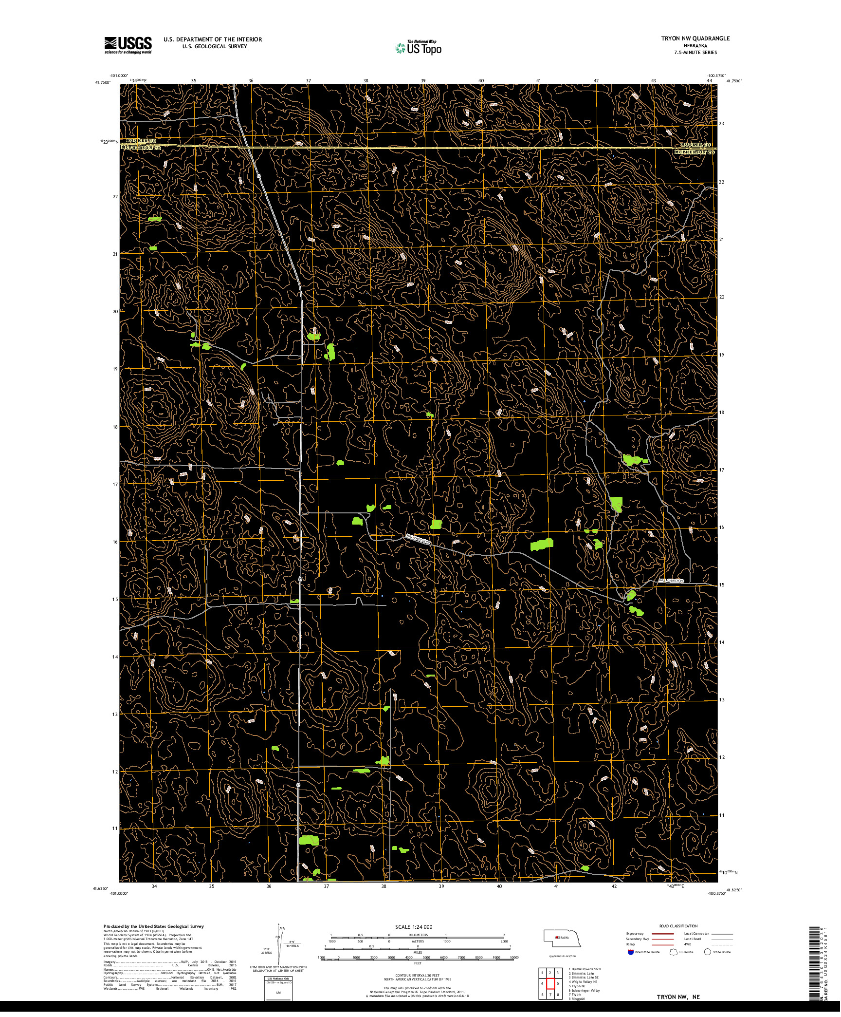 USGS US TOPO 7.5-MINUTE MAP FOR TRYON NW, NE 2017