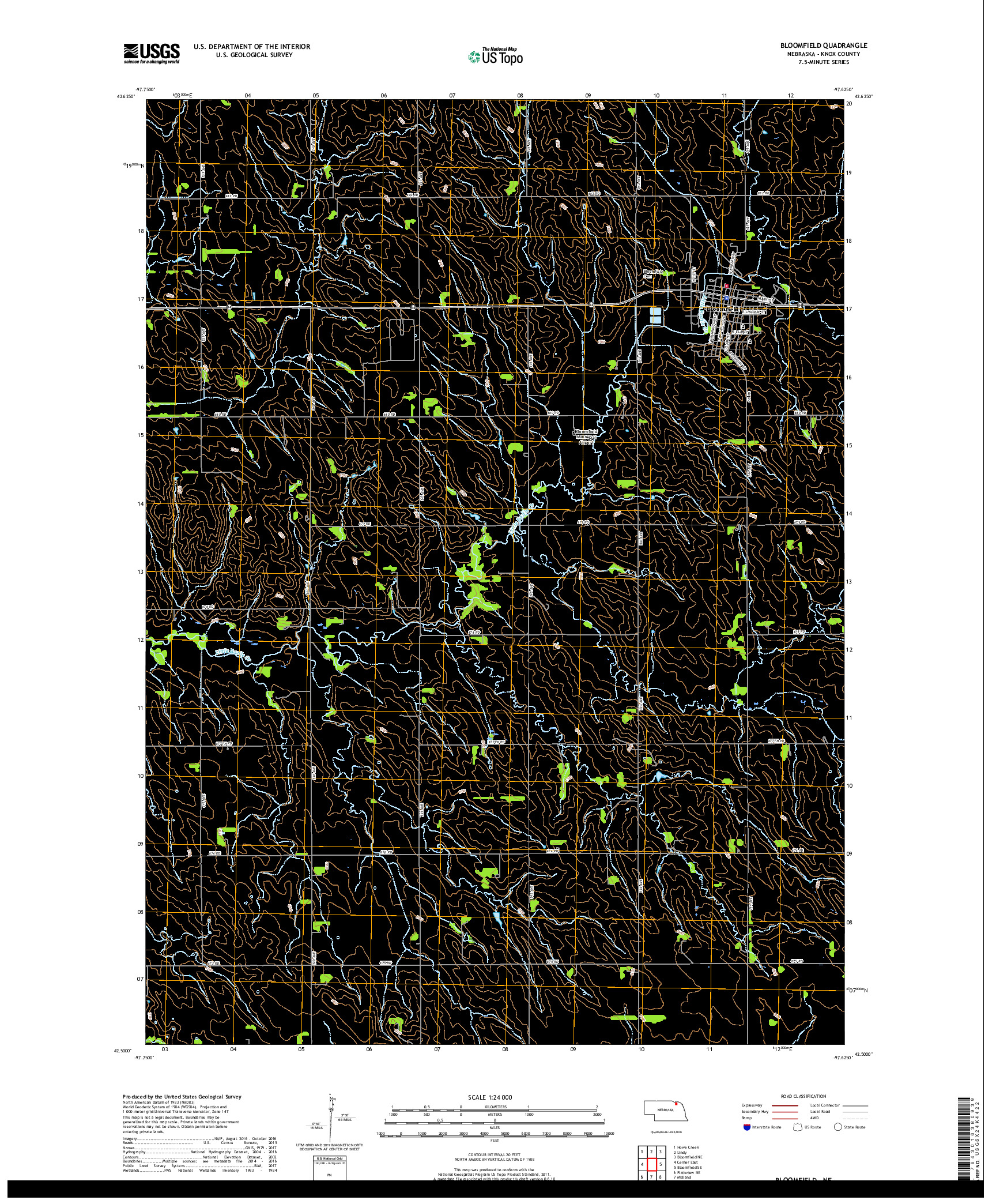 USGS US TOPO 7.5-MINUTE MAP FOR BLOOMFIELD, NE 2017