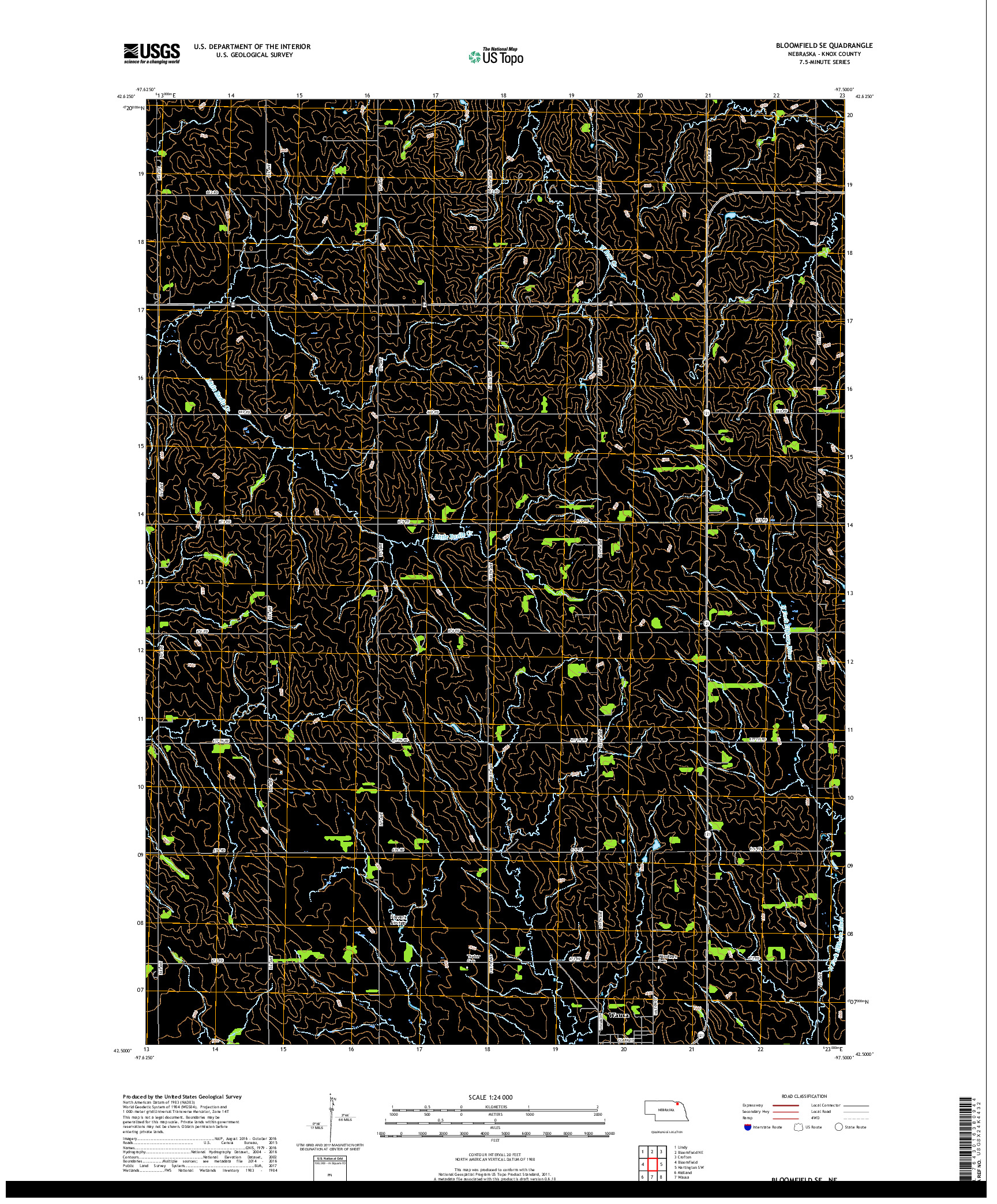 USGS US TOPO 7.5-MINUTE MAP FOR BLOOMFIELD SE, NE 2017