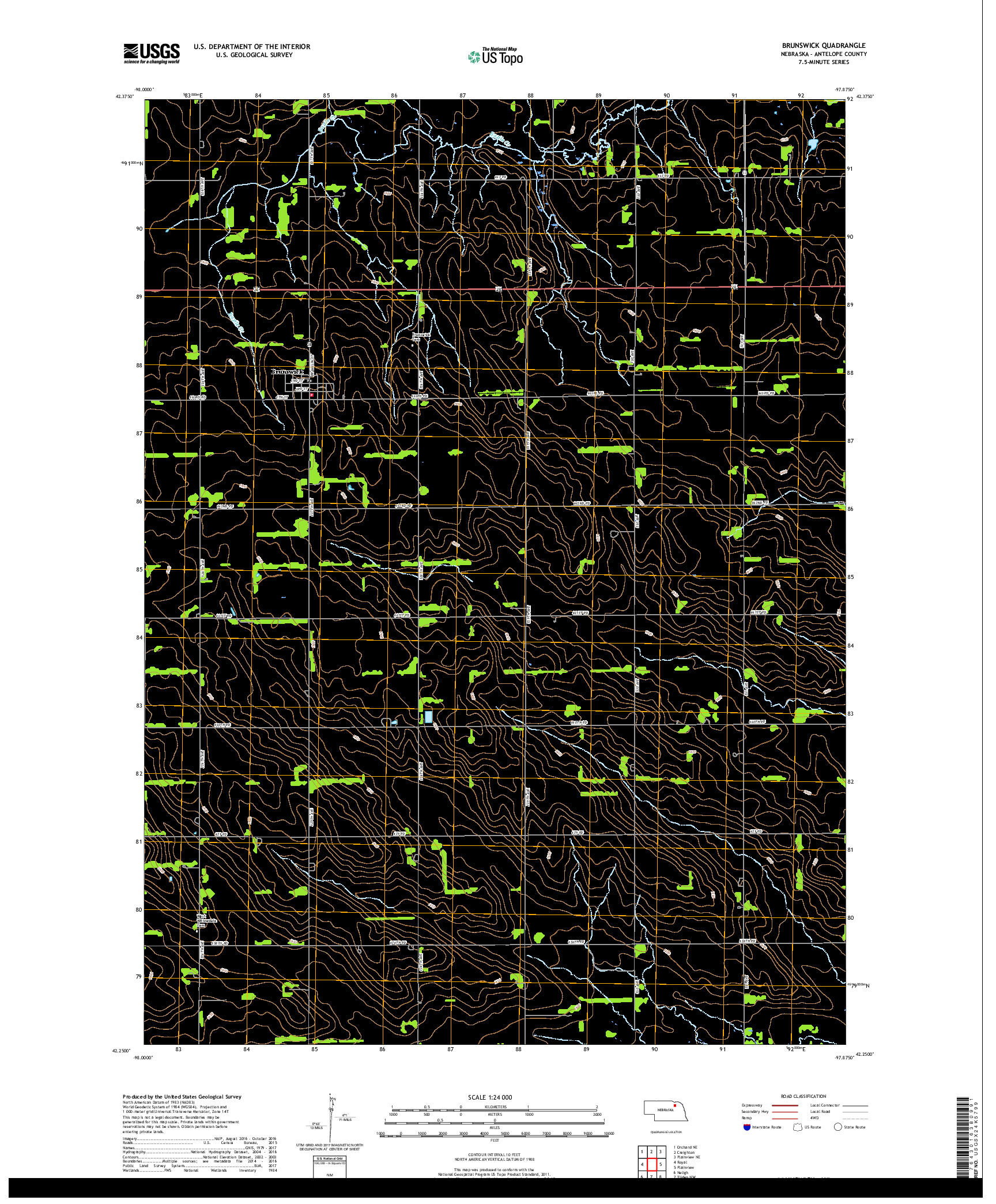 USGS US TOPO 7.5-MINUTE MAP FOR BRUNSWICK, NE 2017