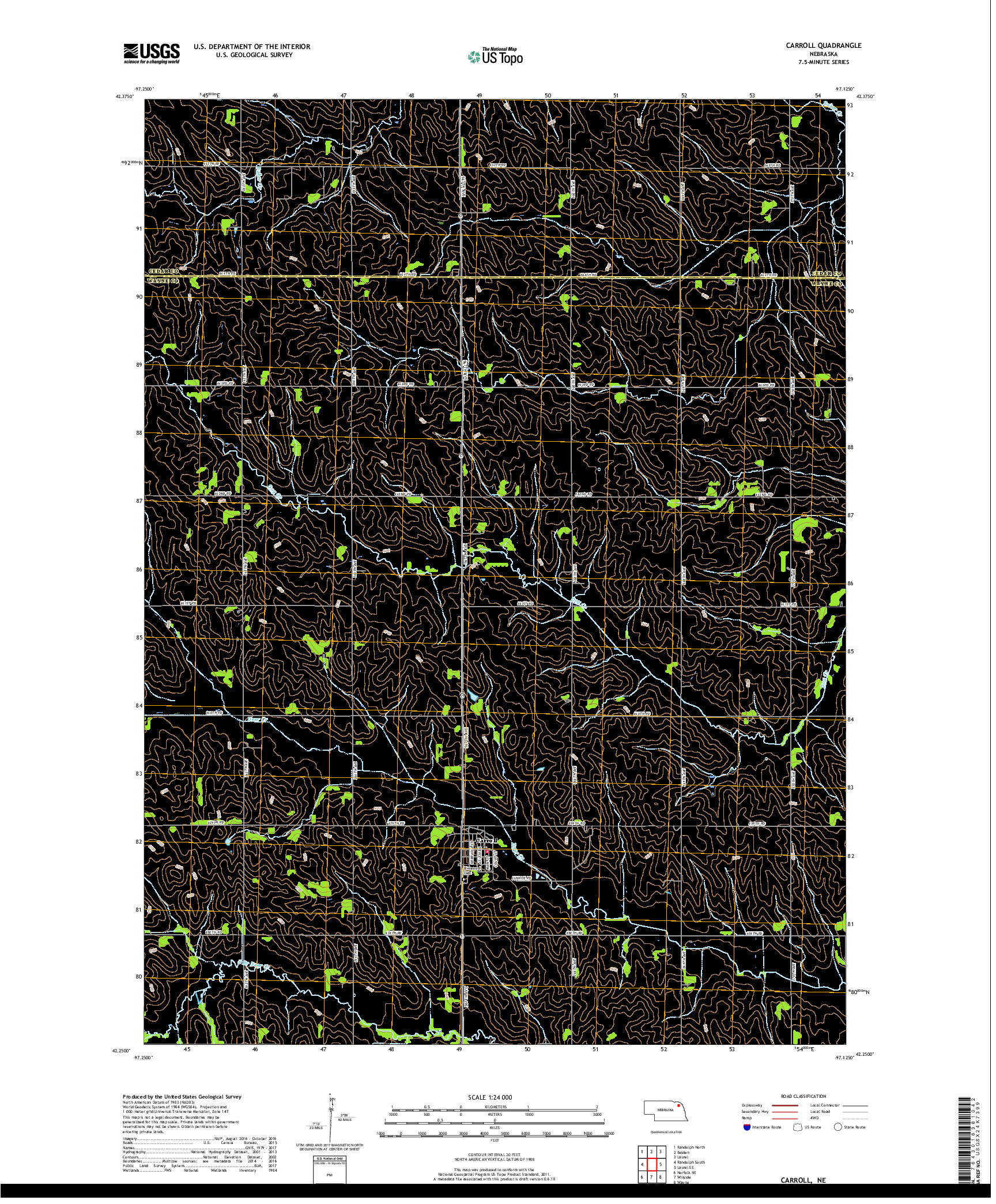 USGS US TOPO 7.5-MINUTE MAP FOR CARROLL, NE 2017