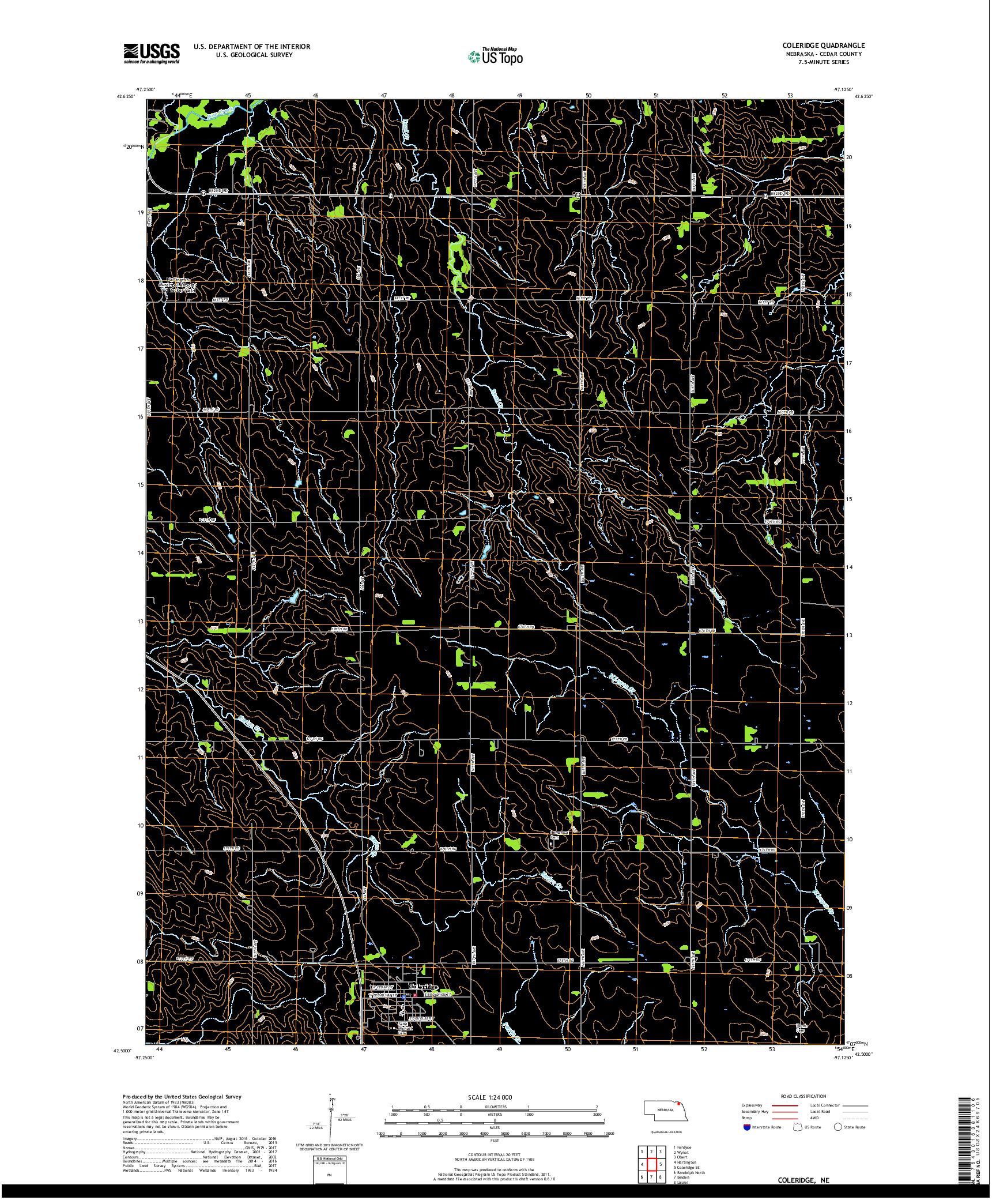 USGS US TOPO 7.5-MINUTE MAP FOR COLERIDGE, NE 2017