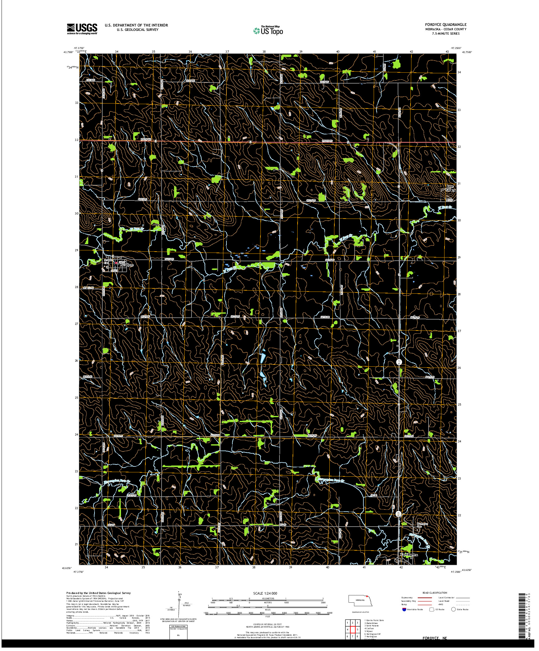 USGS US TOPO 7.5-MINUTE MAP FOR FORDYCE, NE 2017