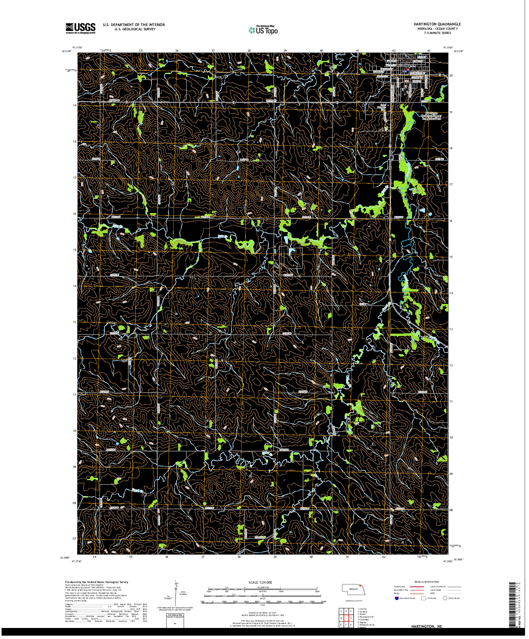 USGS US TOPO 7.5-MINUTE MAP FOR HARTINGTON, NE 2017