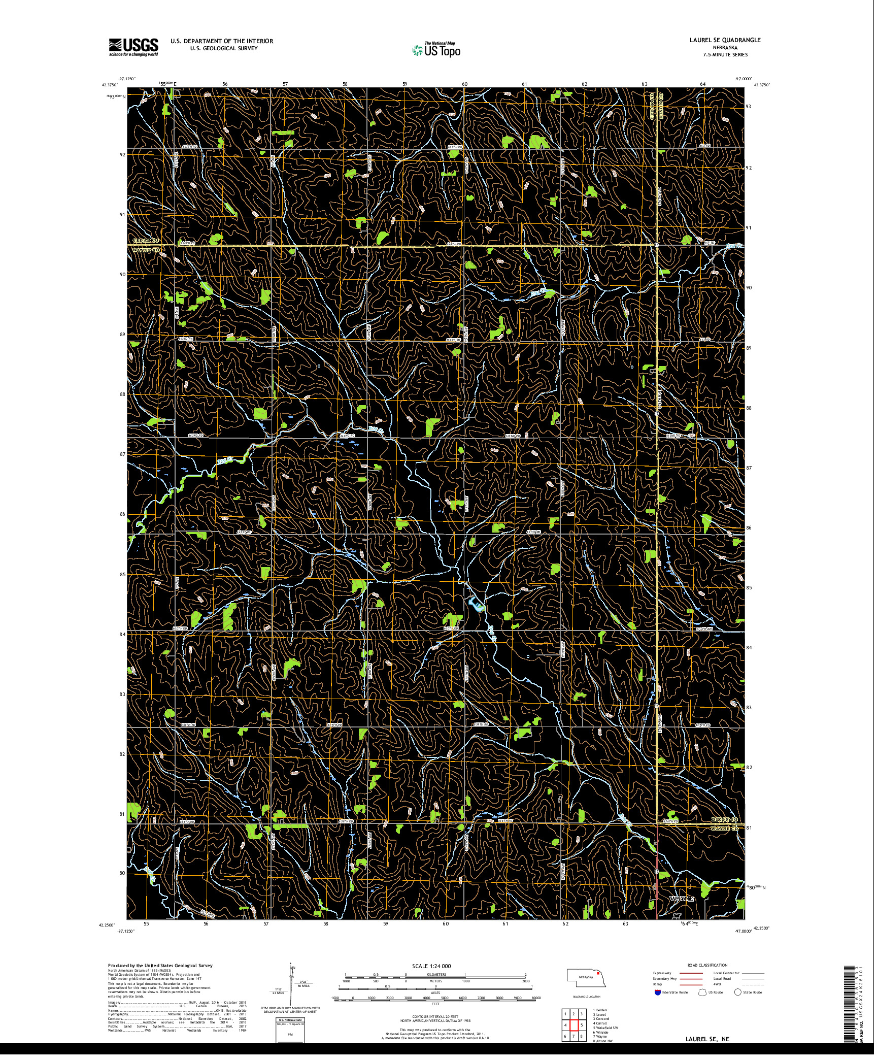 USGS US TOPO 7.5-MINUTE MAP FOR LAUREL SE, NE 2017