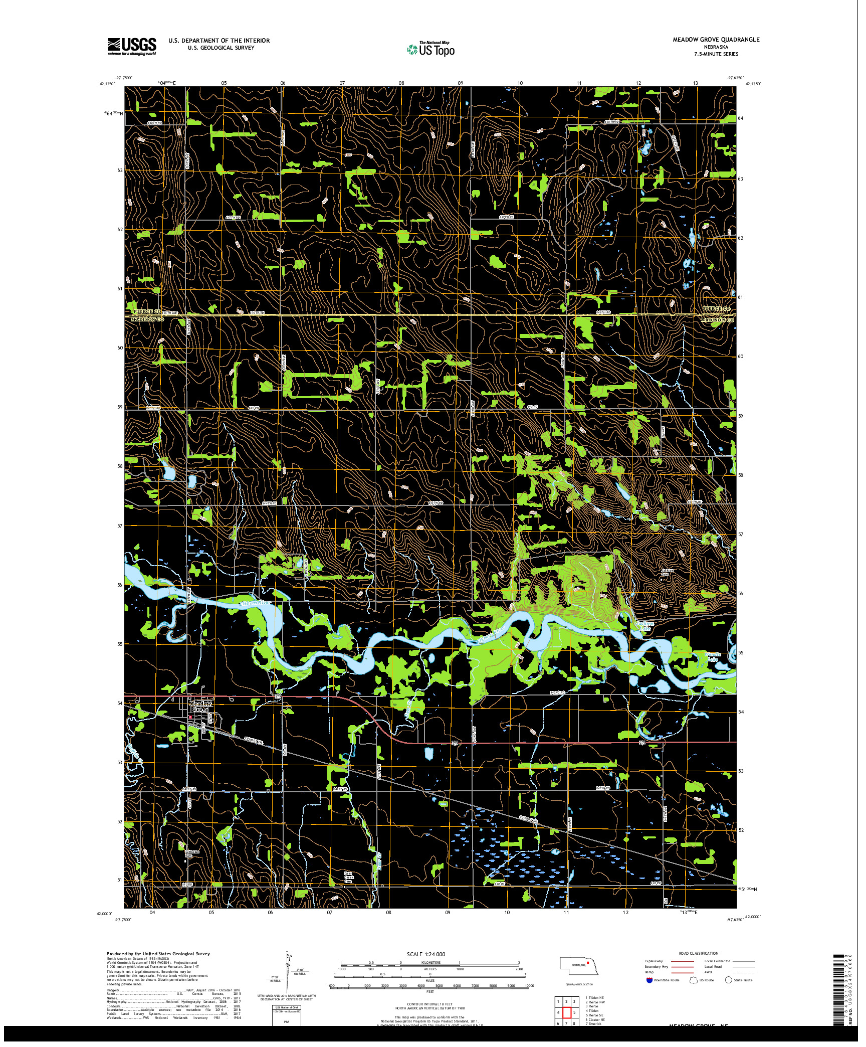 USGS US TOPO 7.5-MINUTE MAP FOR MEADOW GROVE, NE 2017