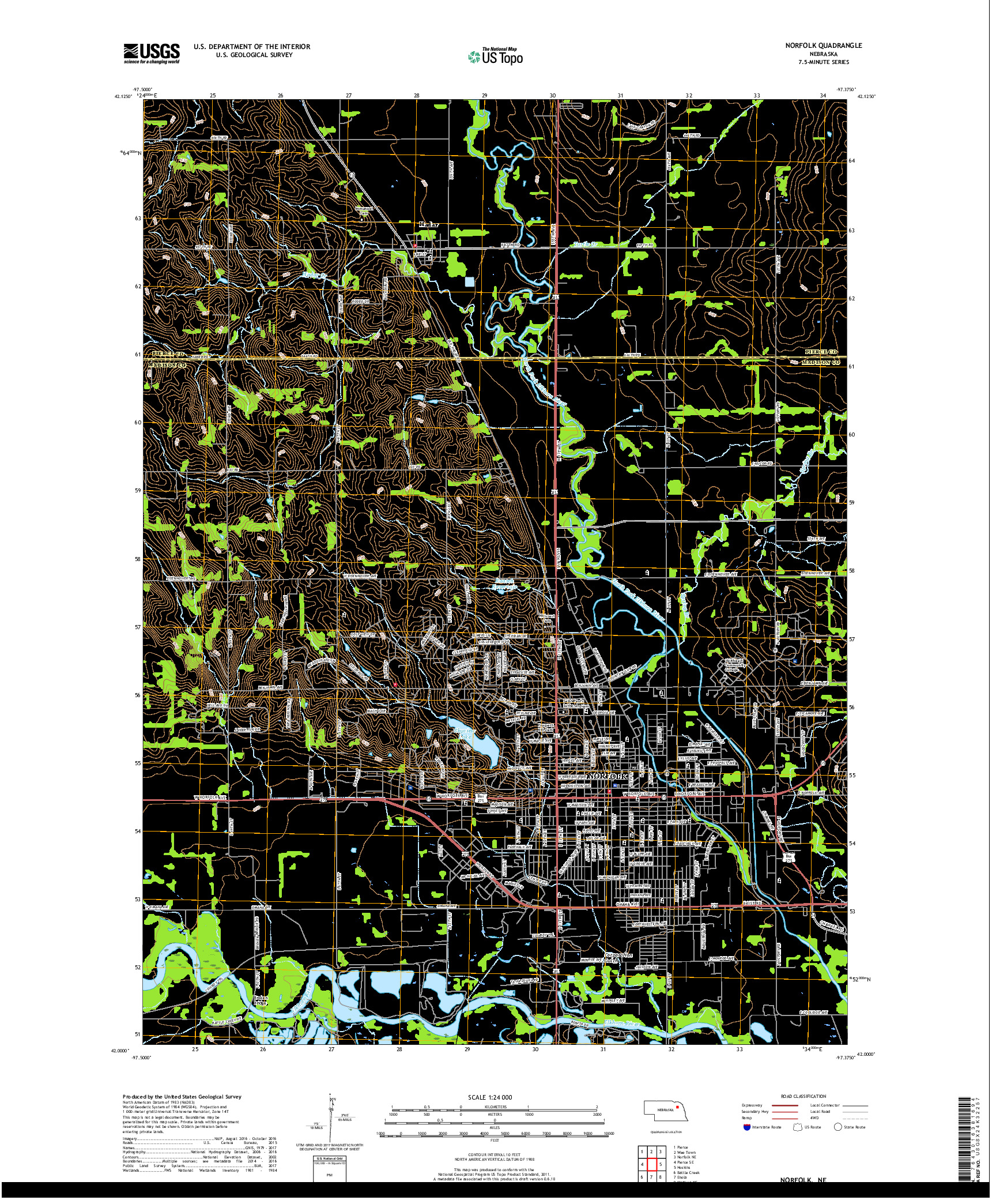 USGS US TOPO 7.5-MINUTE MAP FOR NORFOLK, NE 2017