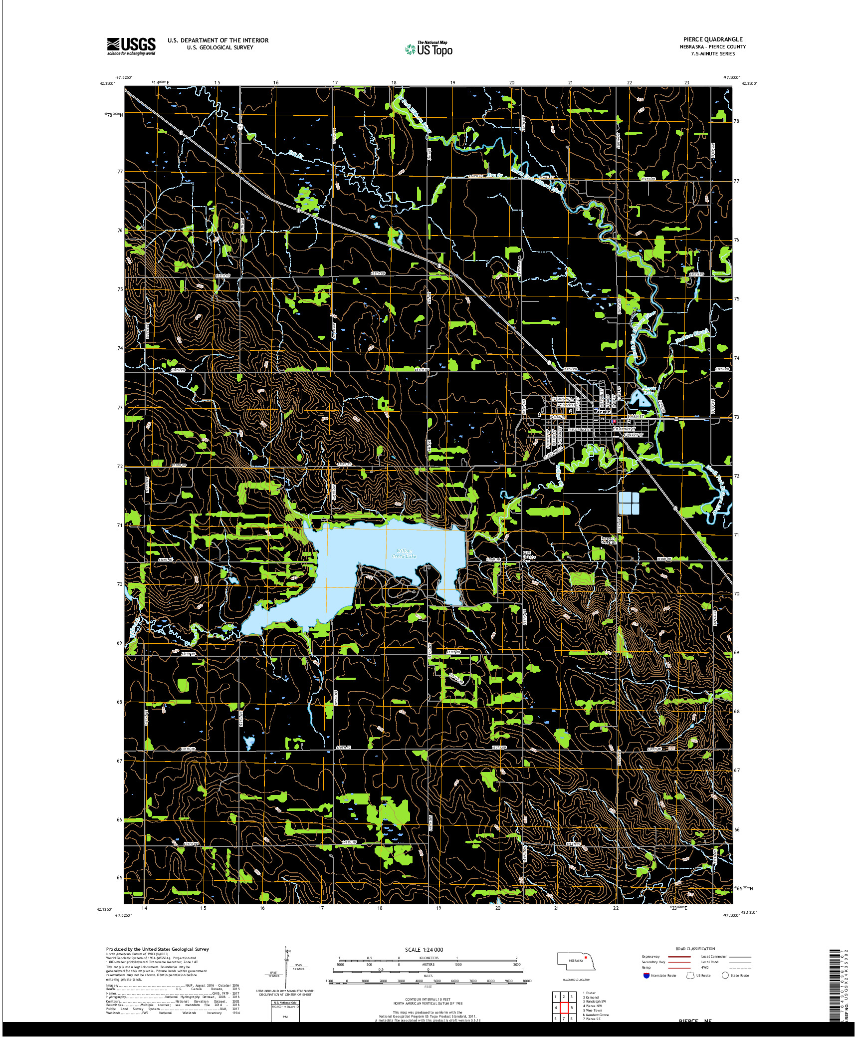 USGS US TOPO 7.5-MINUTE MAP FOR PIERCE, NE 2017