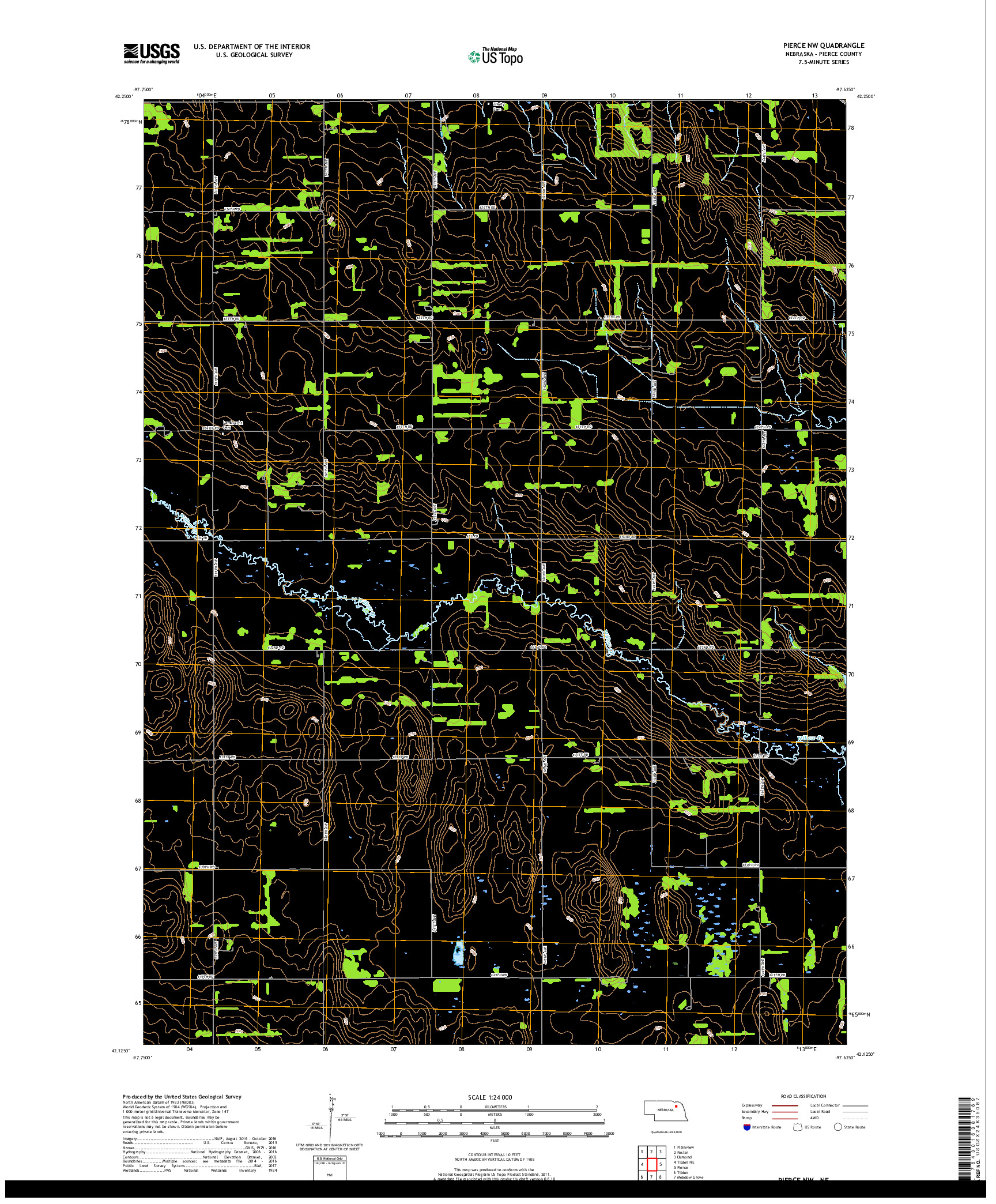 USGS US TOPO 7.5-MINUTE MAP FOR PIERCE NW, NE 2017