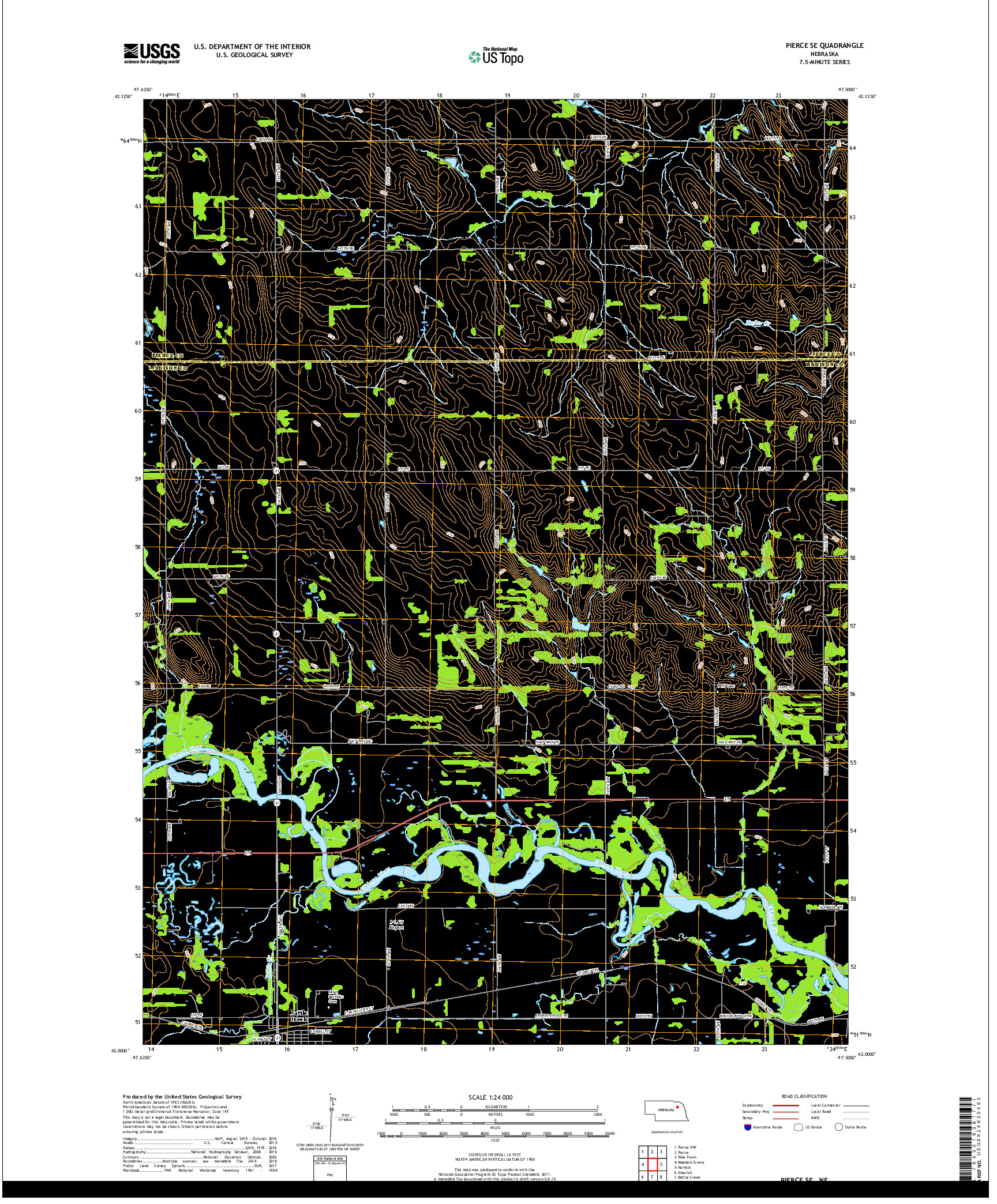 USGS US TOPO 7.5-MINUTE MAP FOR PIERCE SE, NE 2017