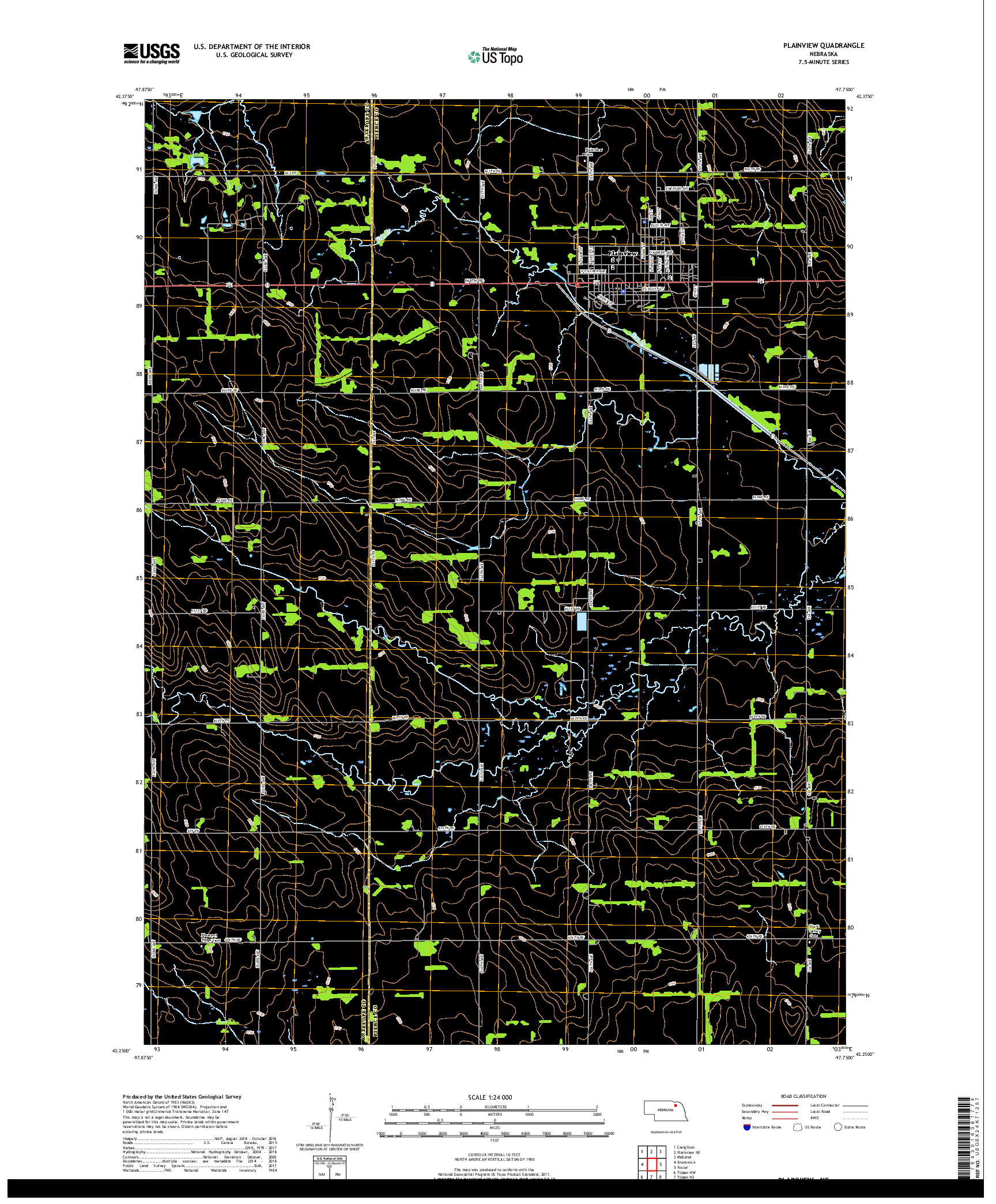 USGS US TOPO 7.5-MINUTE MAP FOR PLAINVIEW, NE 2017