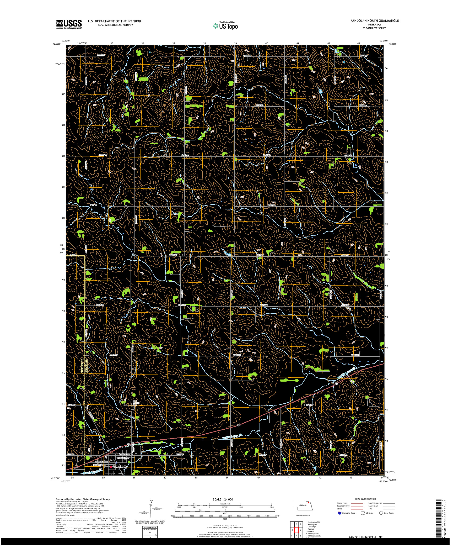 USGS US TOPO 7.5-MINUTE MAP FOR RANDOLPH NORTH, NE 2017