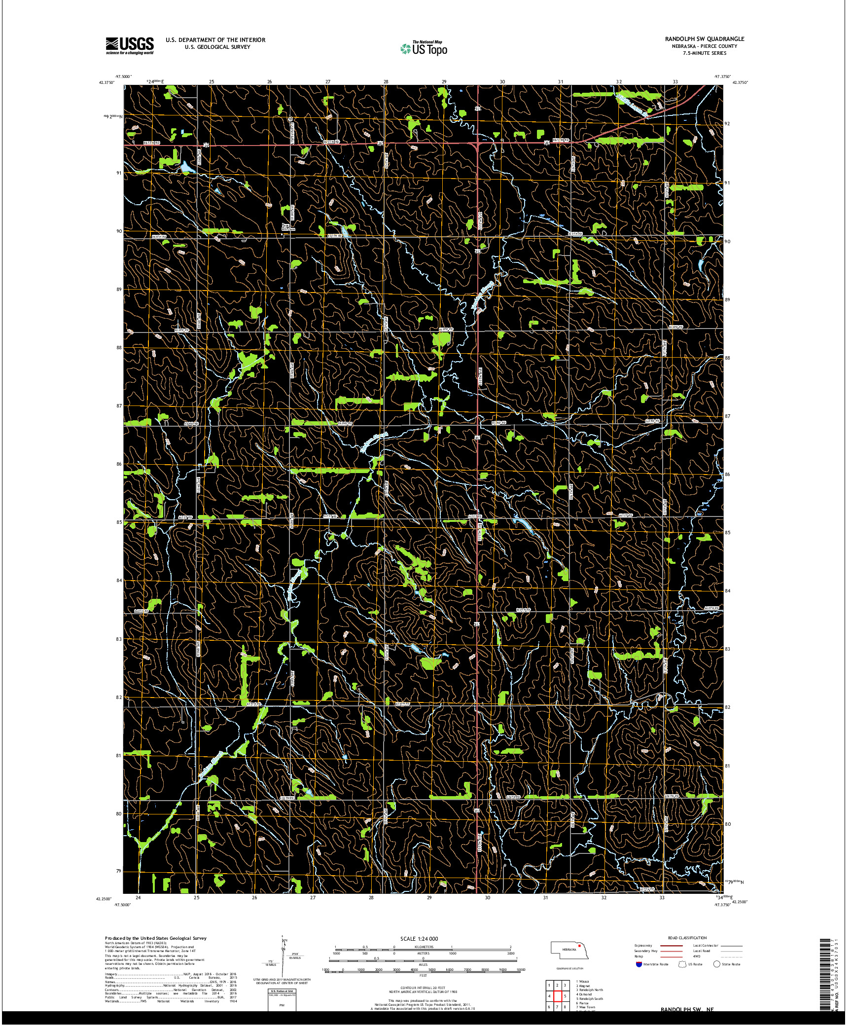 USGS US TOPO 7.5-MINUTE MAP FOR RANDOLPH SW, NE 2017