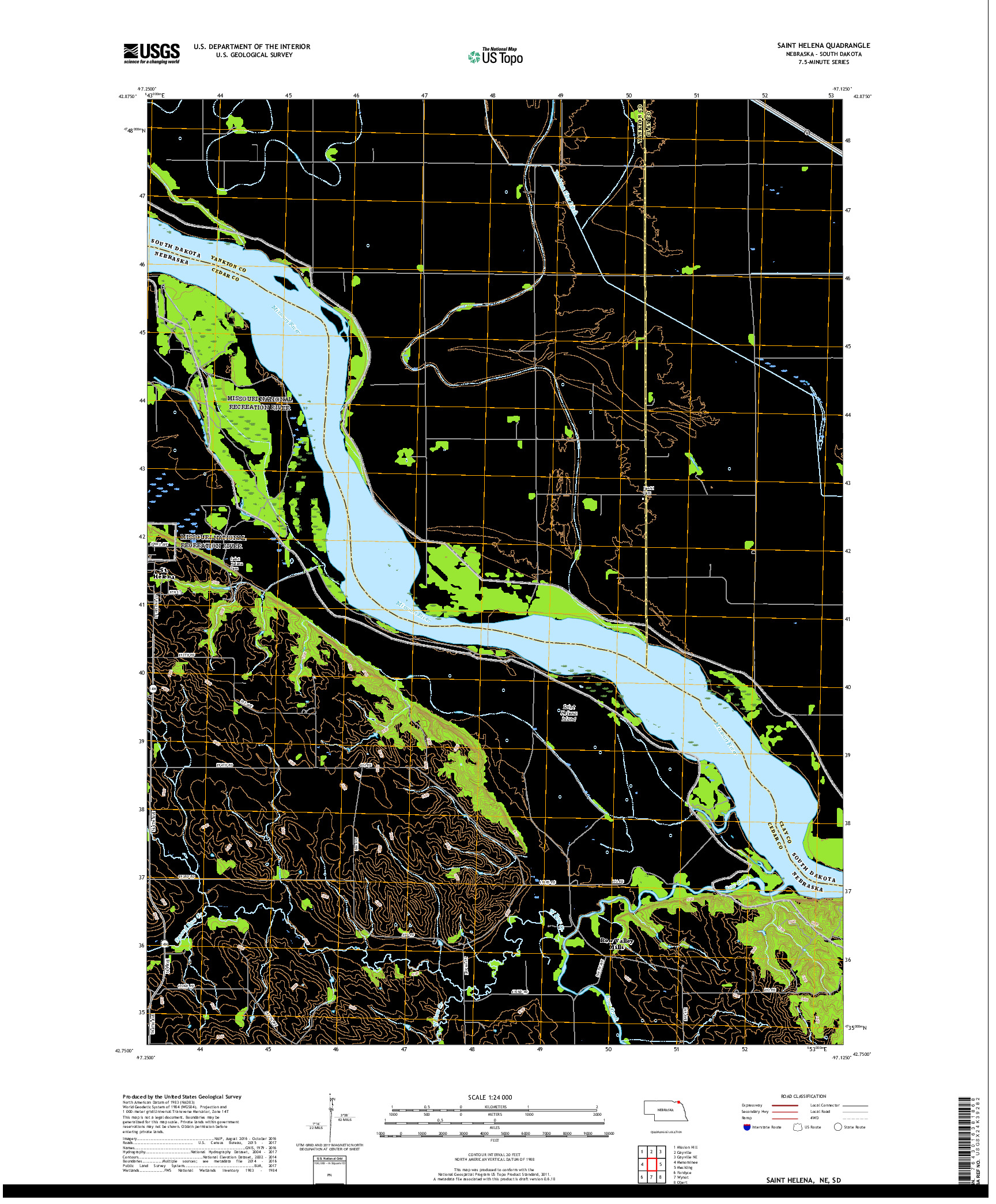USGS US TOPO 7.5-MINUTE MAP FOR SAINT HELENA, NE,SD 2017