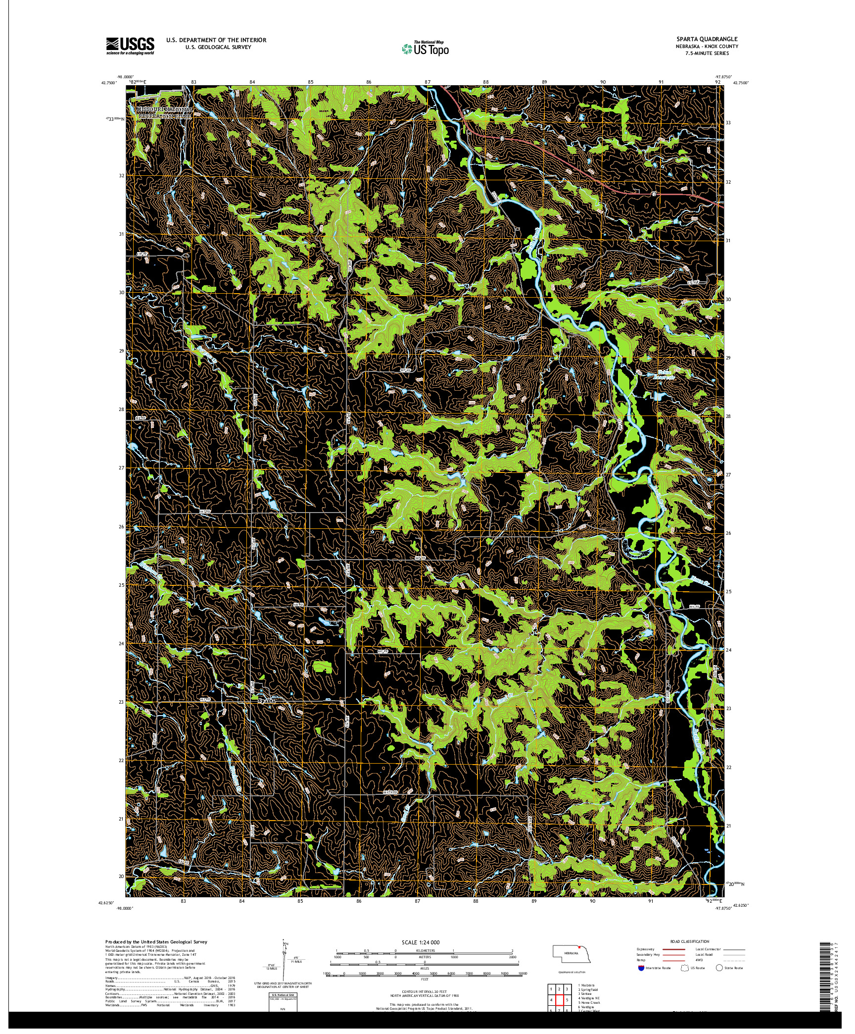 USGS US TOPO 7.5-MINUTE MAP FOR SPARTA, NE 2017