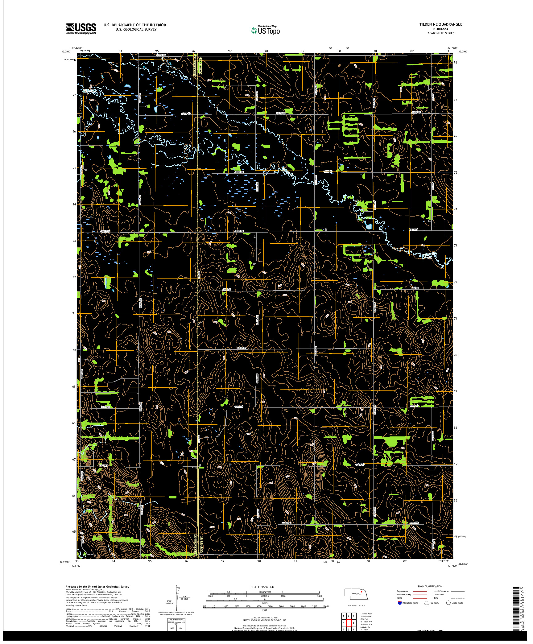 USGS US TOPO 7.5-MINUTE MAP FOR TILDEN NE, NE 2017