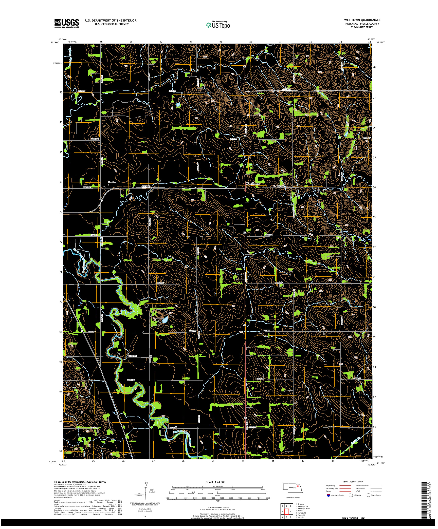 USGS US TOPO 7.5-MINUTE MAP FOR WEE TOWN, NE 2017