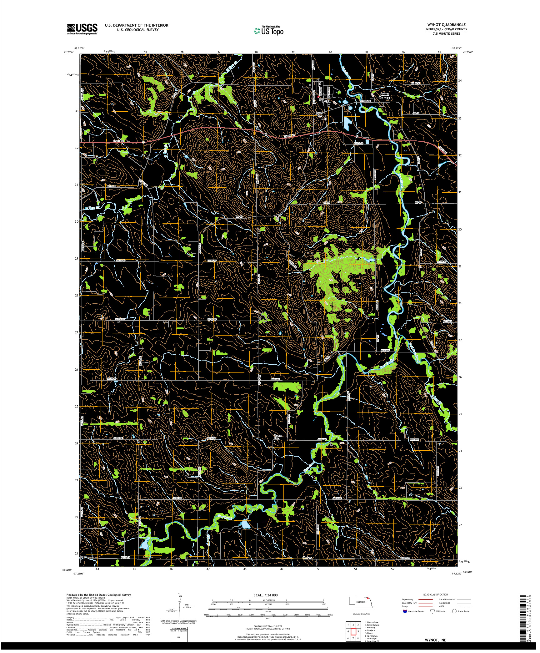 USGS US TOPO 7.5-MINUTE MAP FOR WYNOT, NE 2017