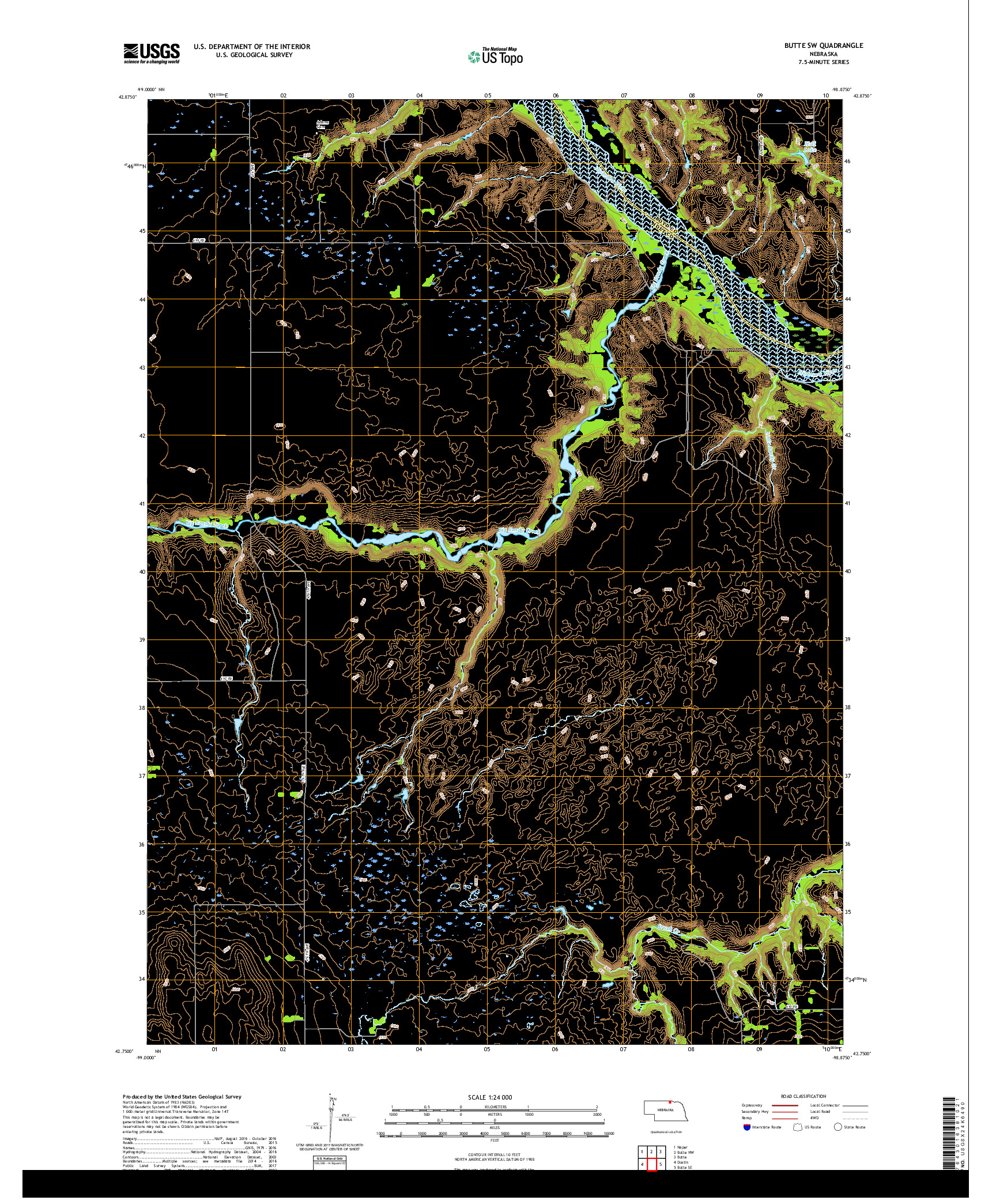 USGS US TOPO 7.5-MINUTE MAP FOR BUTTE SW, NE 2017