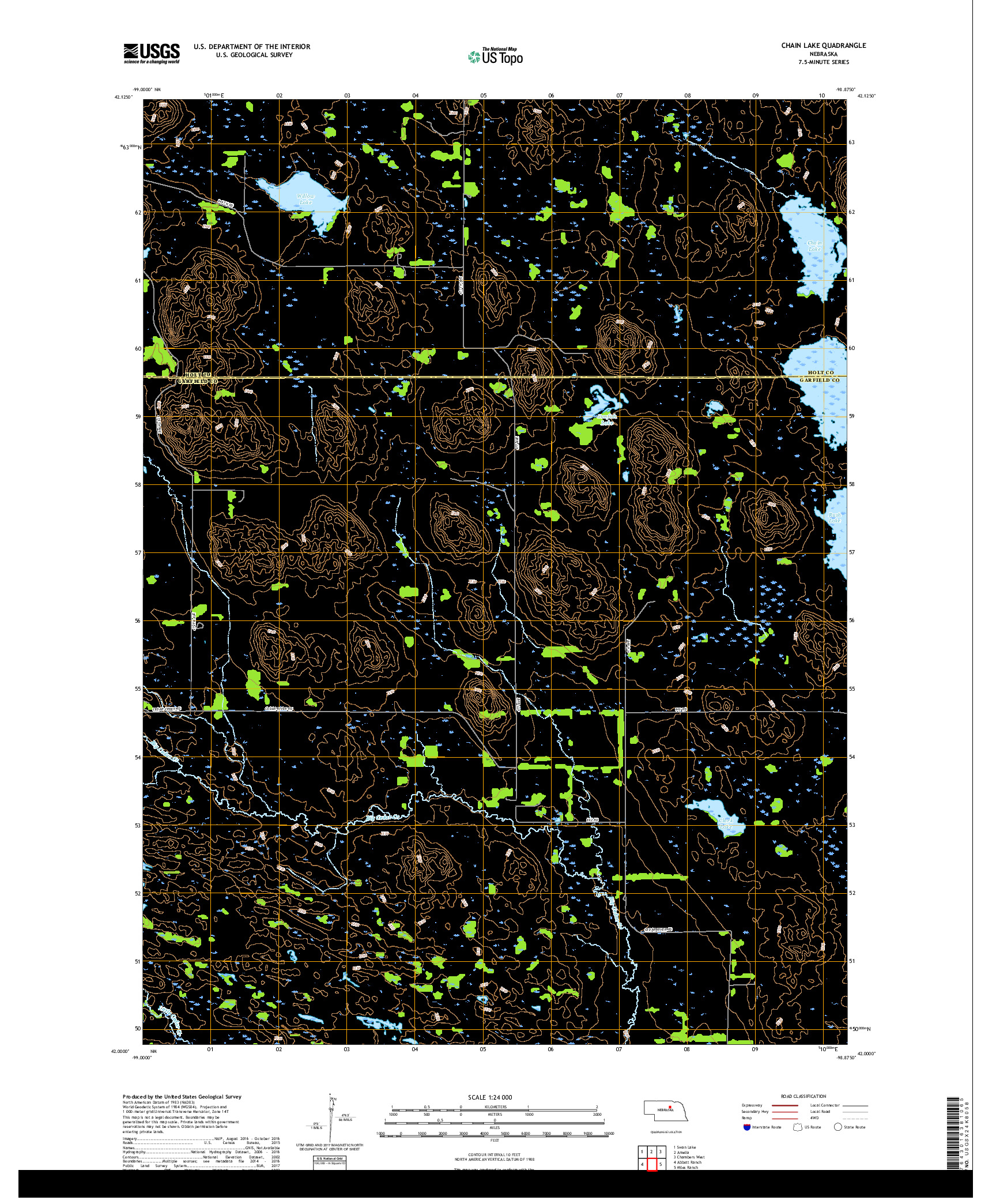 USGS US TOPO 7.5-MINUTE MAP FOR CHAIN LAKE, NE 2017