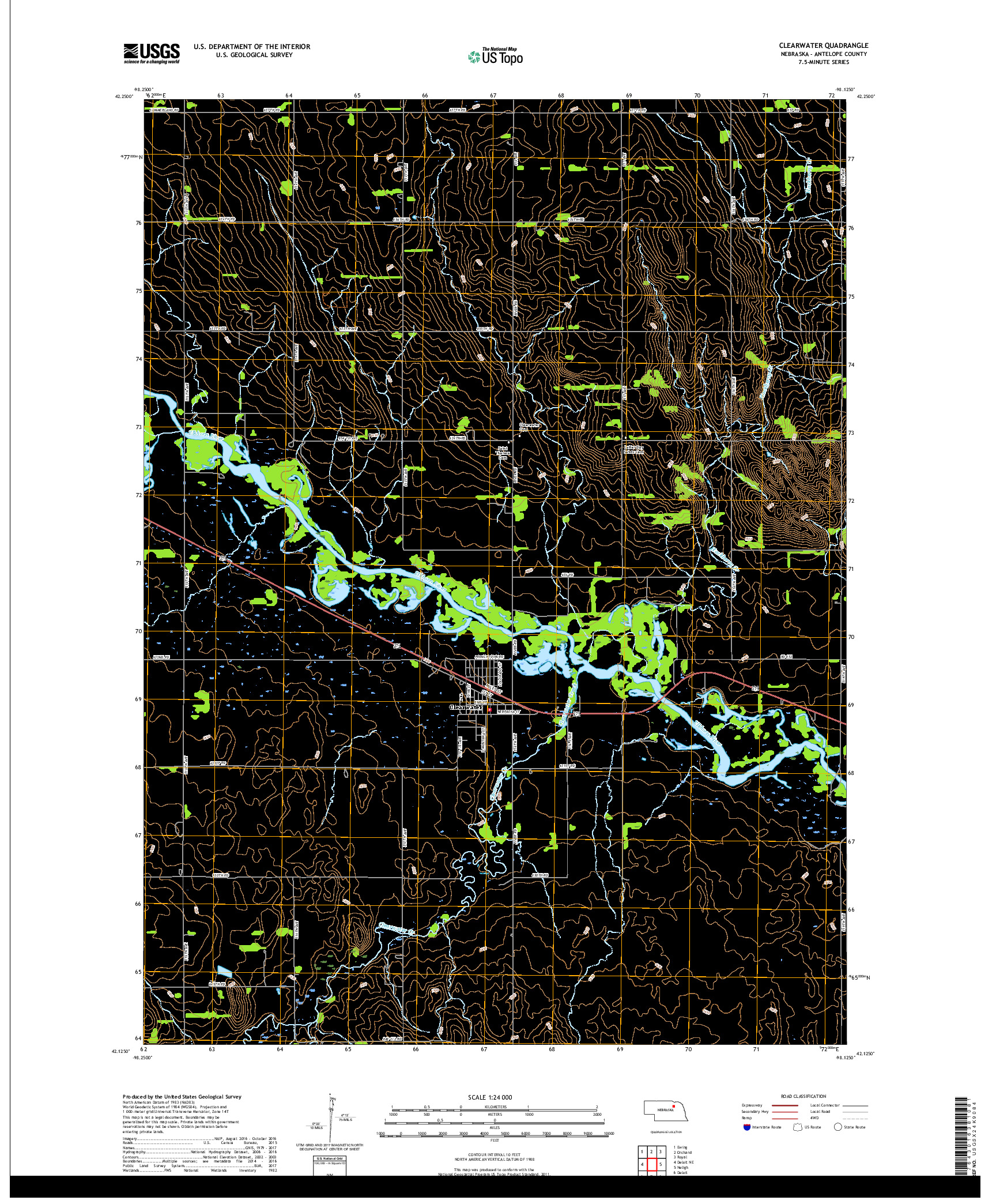 USGS US TOPO 7.5-MINUTE MAP FOR CLEARWATER, NE 2017
