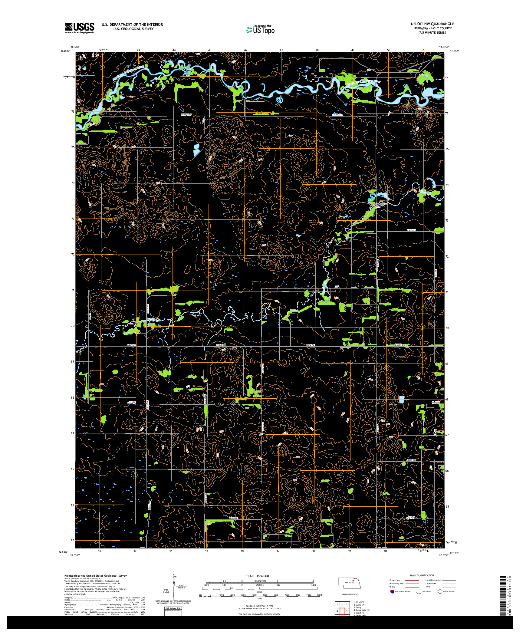 USGS US TOPO 7.5-MINUTE MAP FOR DELOIT NW, NE 2017