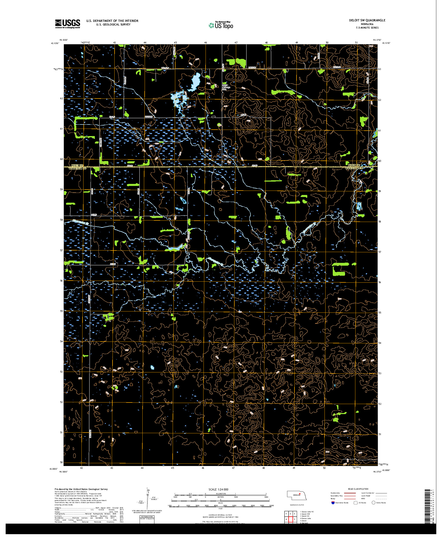 USGS US TOPO 7.5-MINUTE MAP FOR DELOIT SW, NE 2017